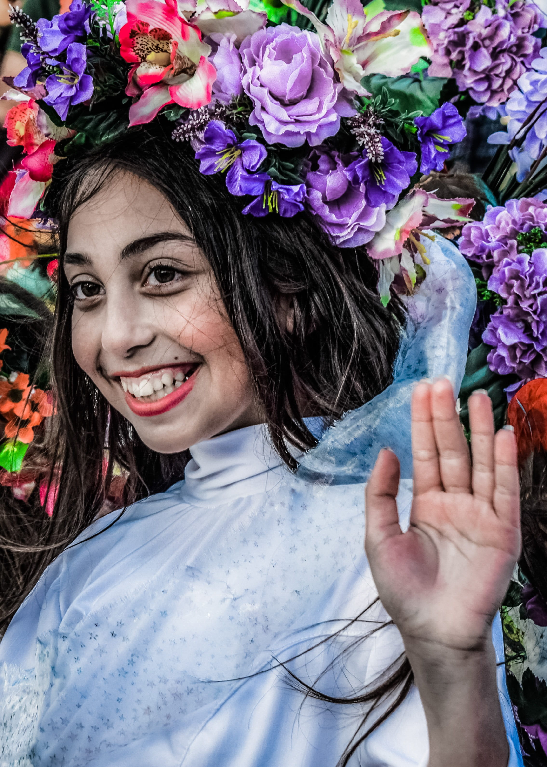 flower head, young, paralimni, 2K, one person, real people, flower, parade, young adult, hairstyle, headshot, happiness, nature, flowers festival, women, Phone HD Wallpaper