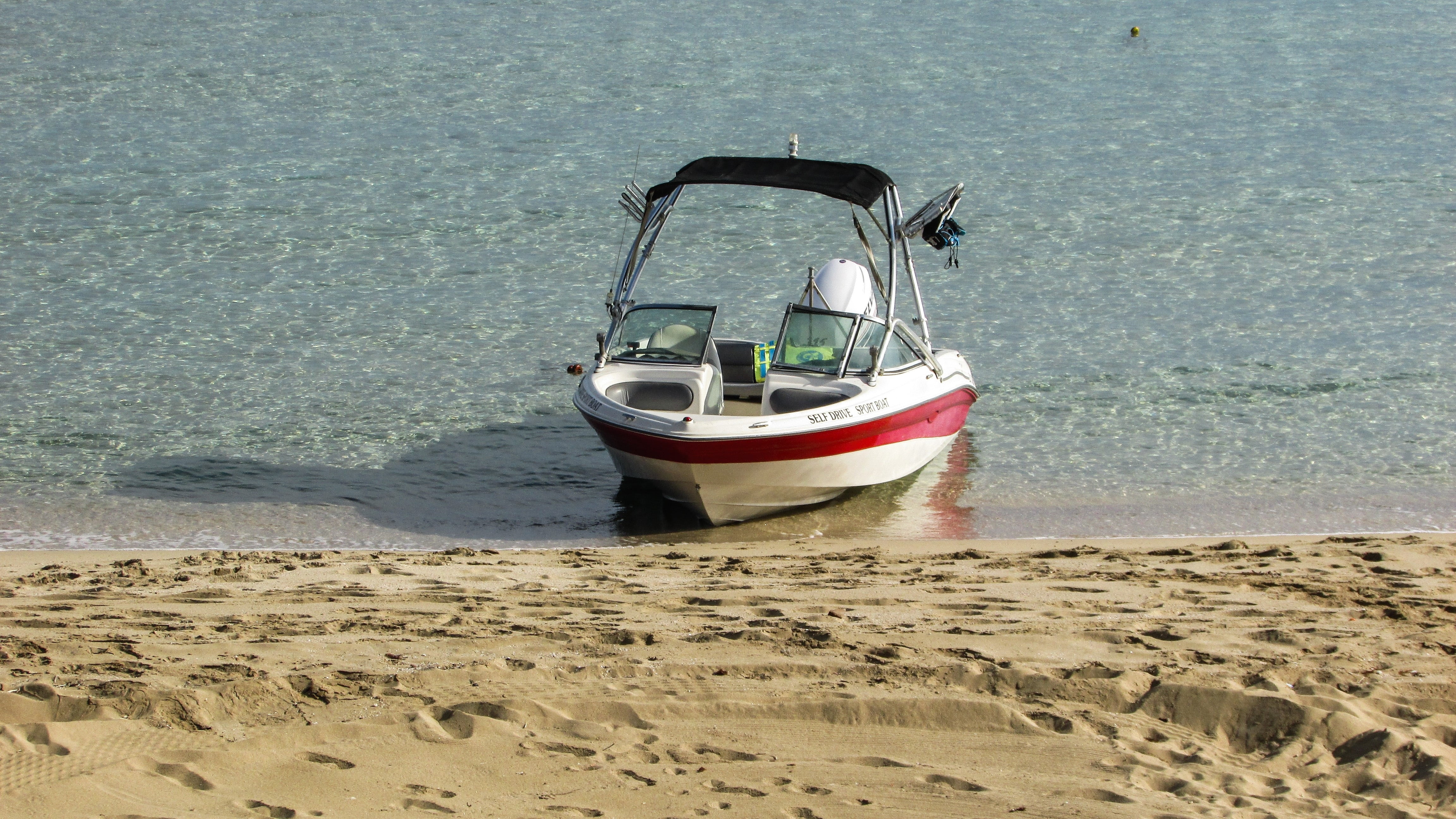 high angle view, protaras, anchored, boat, sand, fig tree bay, sunlight, water, land, motion, sea, no people, cyprus, moored, nature, nautical vessel, transportation, HD Wallpaper