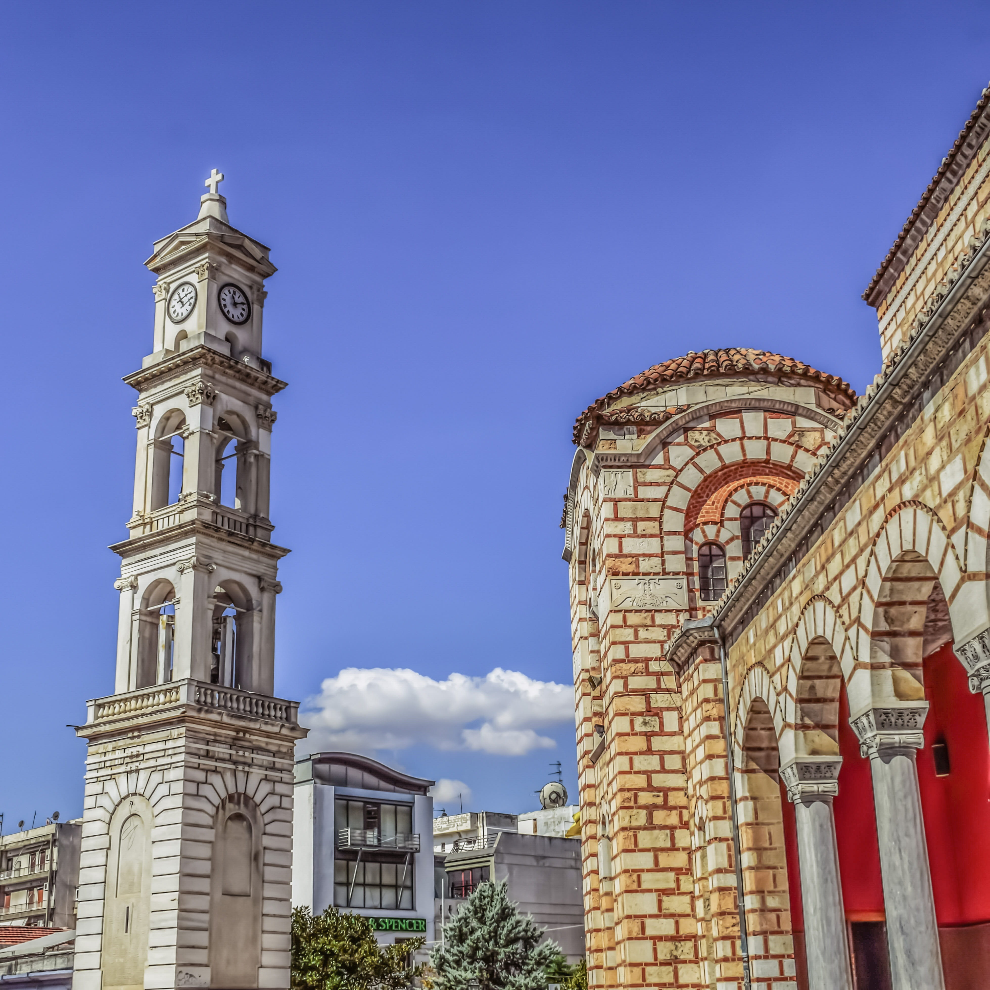 no people, building exterior, ayios nikolaos, travel destinations, history, outdoors, built structure, nature, place of worship, day, clock tower, clock, Phone HD Wallpaper