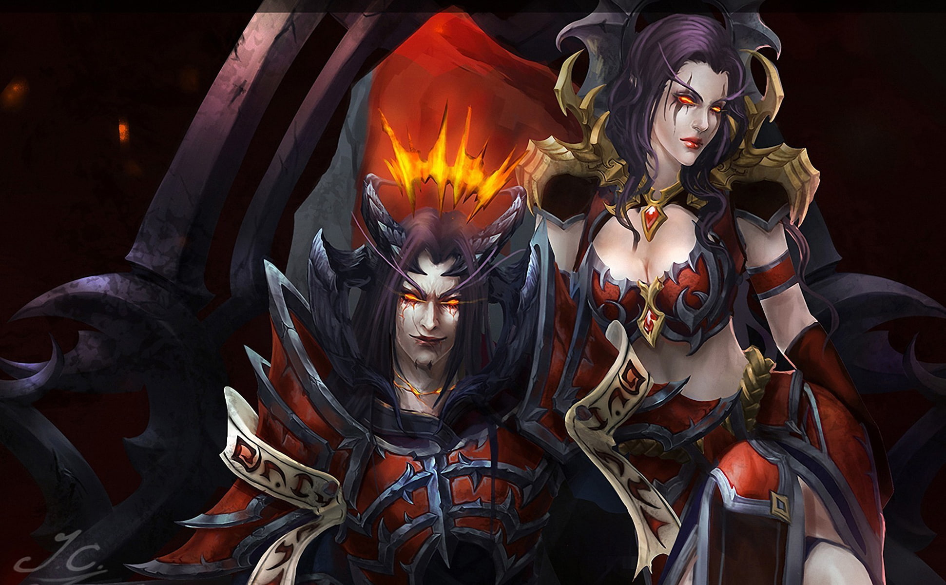 warcraft, girls, warriors, demons, wow, games, armor, 1080P, fantasy, world, HD Wallpaper