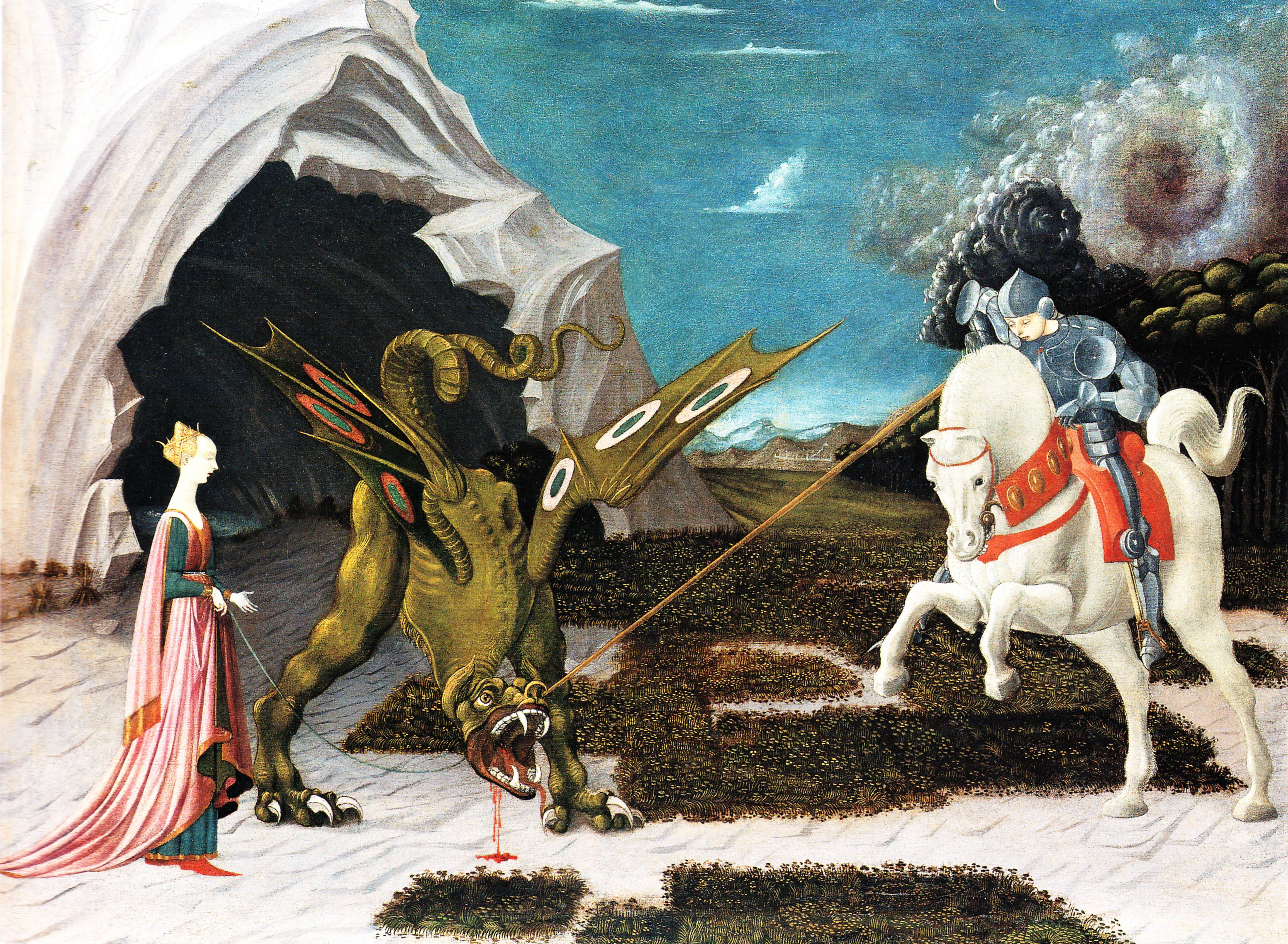tale, St. George the Princess and the dragon, Paul Bird, Paolo Uccello, myth, 4K, picture, HD Wallpaper