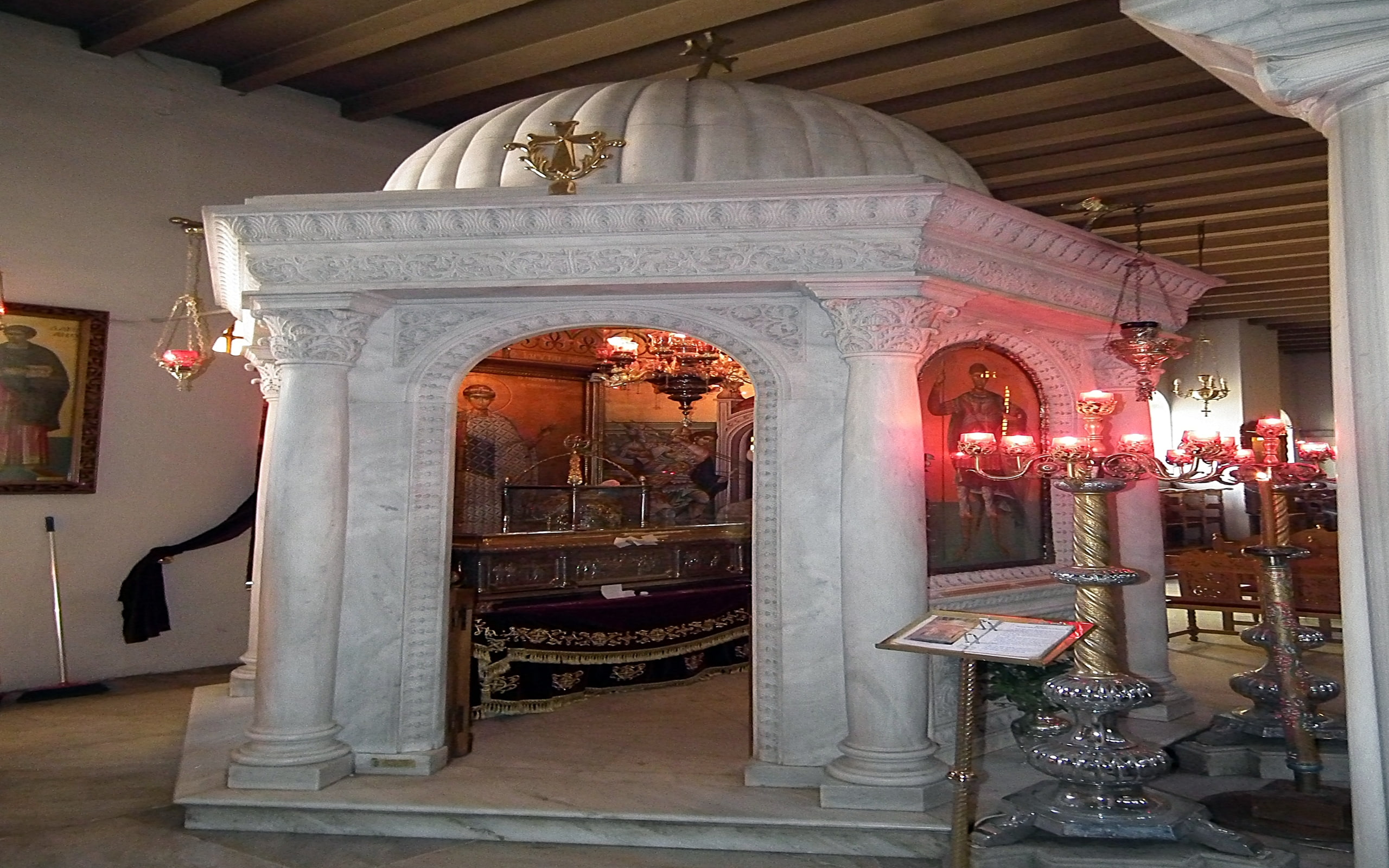 2K, marbled, st, church, demetrius, thessaloniki, ciborium, HD Wallpaper