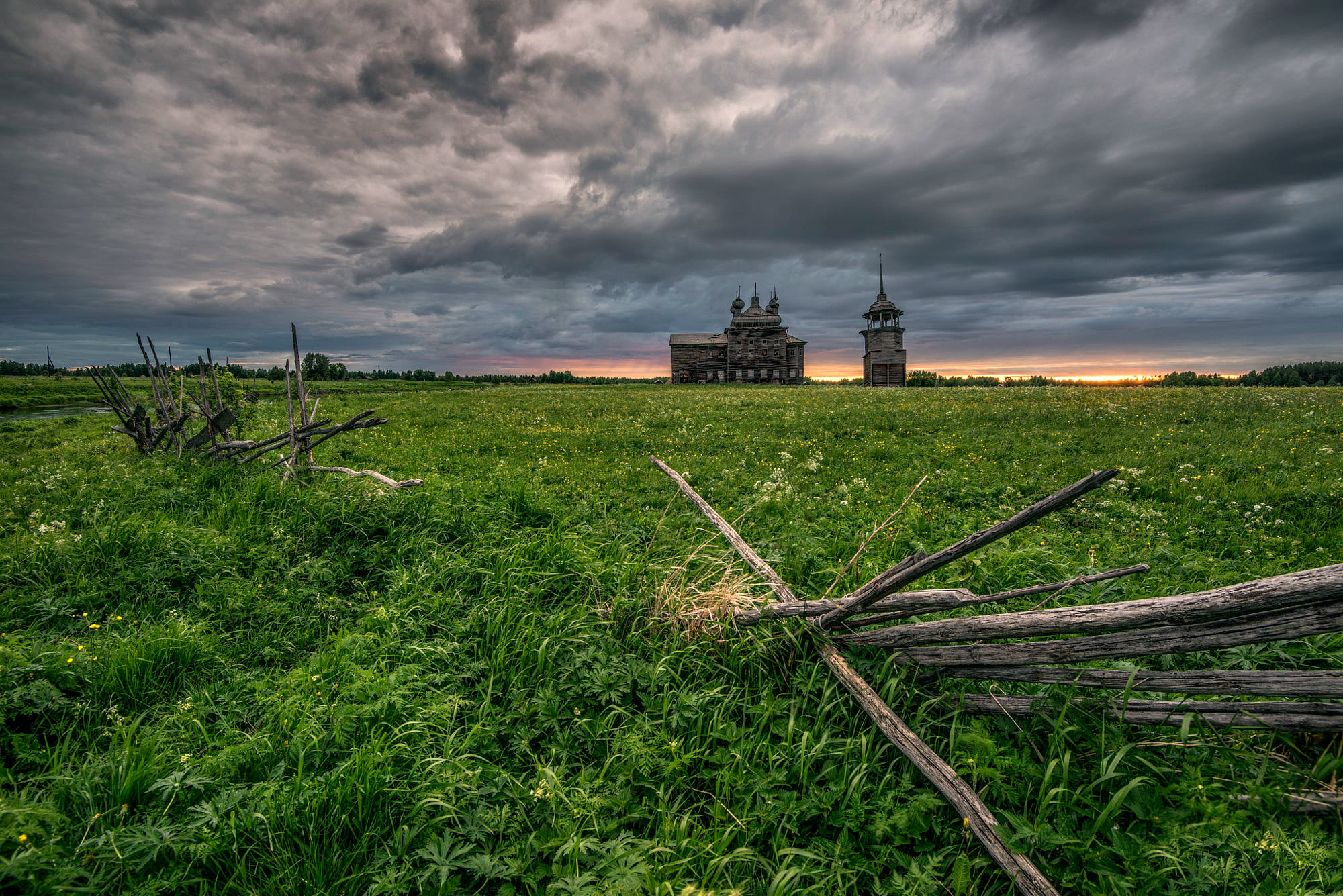 1080P, Nimenga, The Onega district, Transformation forgotten, Arkhangelsk region, Church of the Transfiguration, village, HD Wallpaper