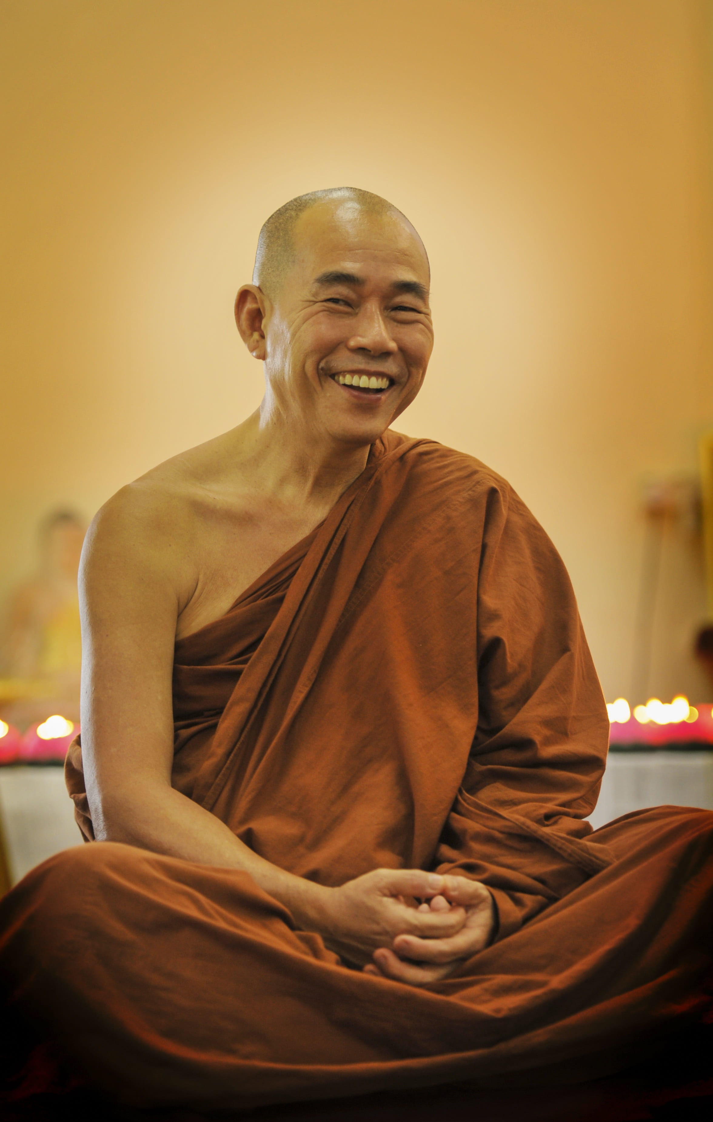 2K, tradition, adults only, smile, lifestyles, happiness, happy monk, one person, traditional, Theravada Buddhism, real people, front view, leisure activity, Phone HD Wallpaper