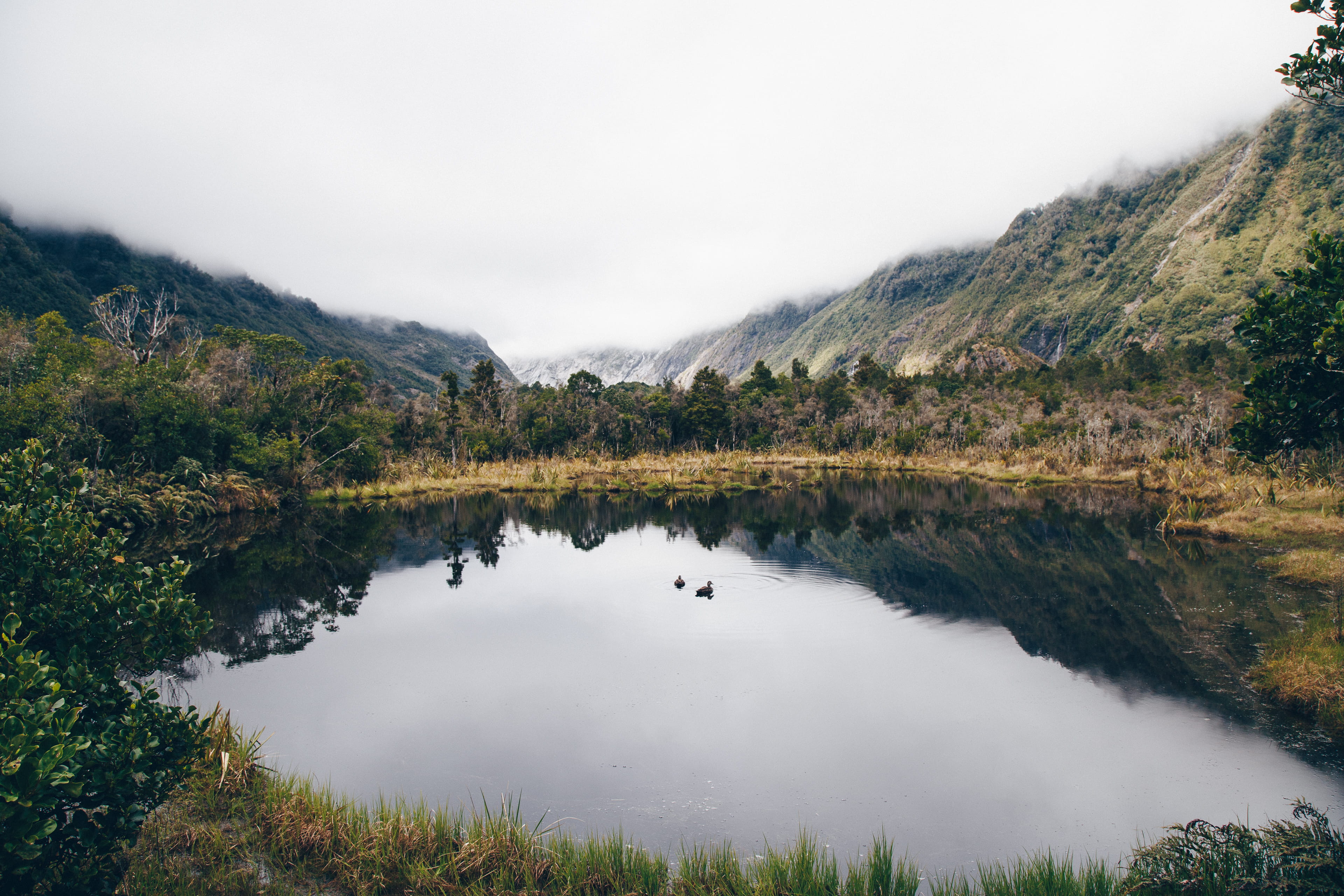 sky, cloud - sky, non-urban scene, tree, plant, glacier, 4K, no people, lake, water, reflection, tranquility, remote, franz josef glacier, scenics - nature, HD Wallpaper