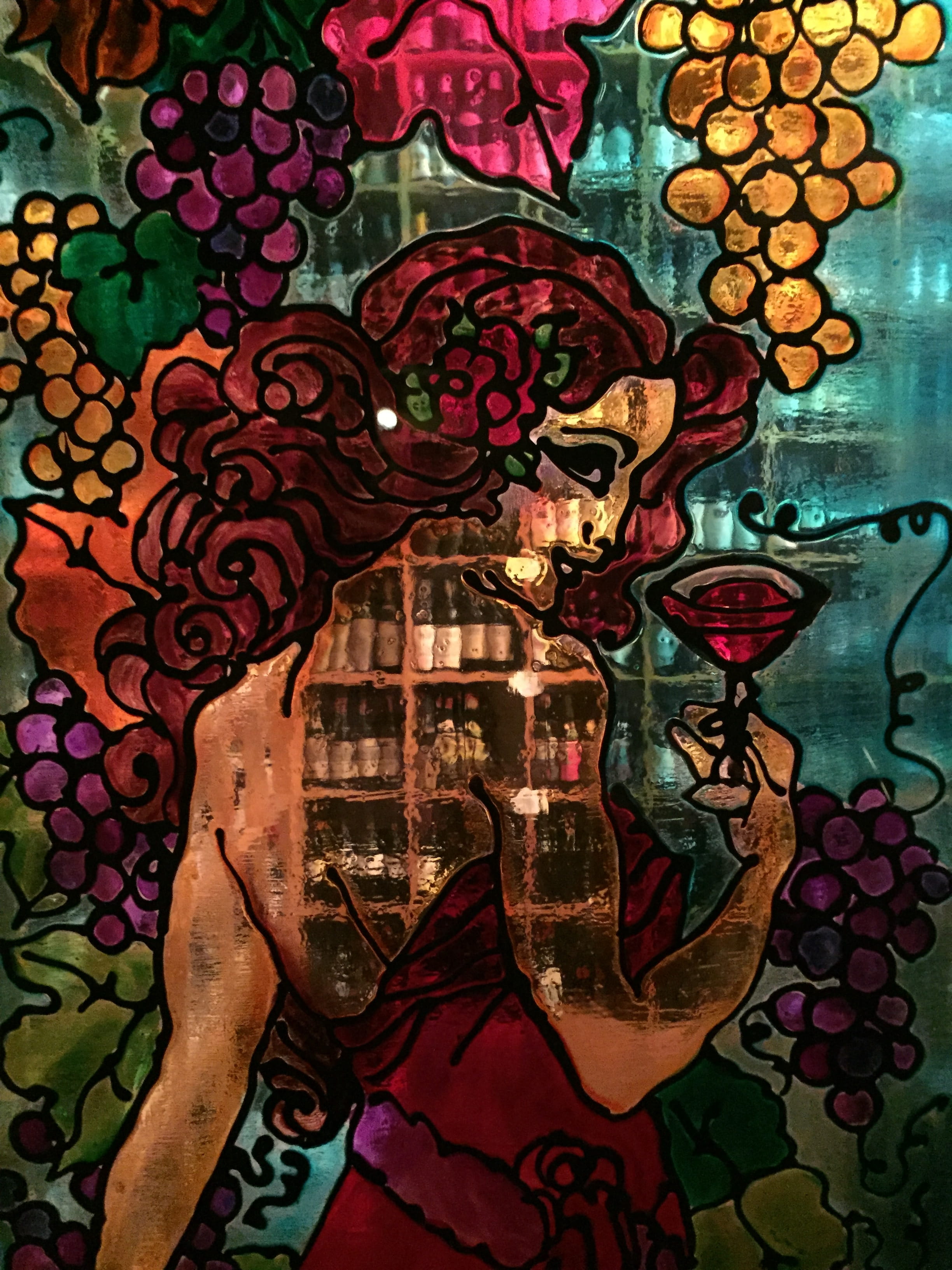 lifestyles, italy, bottles, human face, 2K, Color, real people, adult, mural, wines, creativity, color glazed, indoors, Wine, graffiti, close-up, wall, Phone HD Wallpaper