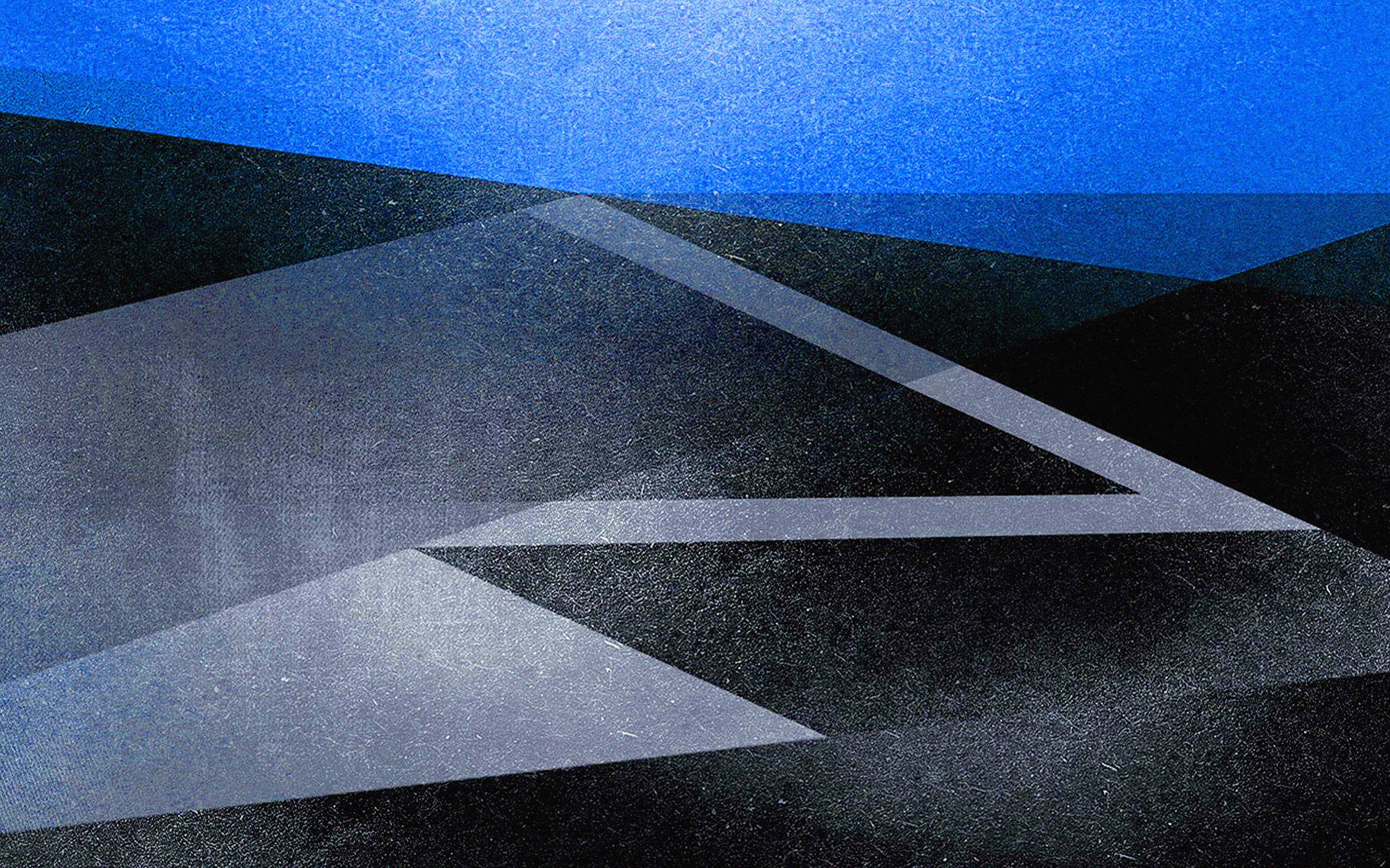 pattern, concrete, built structure, black, sign, 4K, outdoors, design, arrow symbol, high angle view, shape, guidance, symbol, no people, city, road, blue, HD Wallpaper