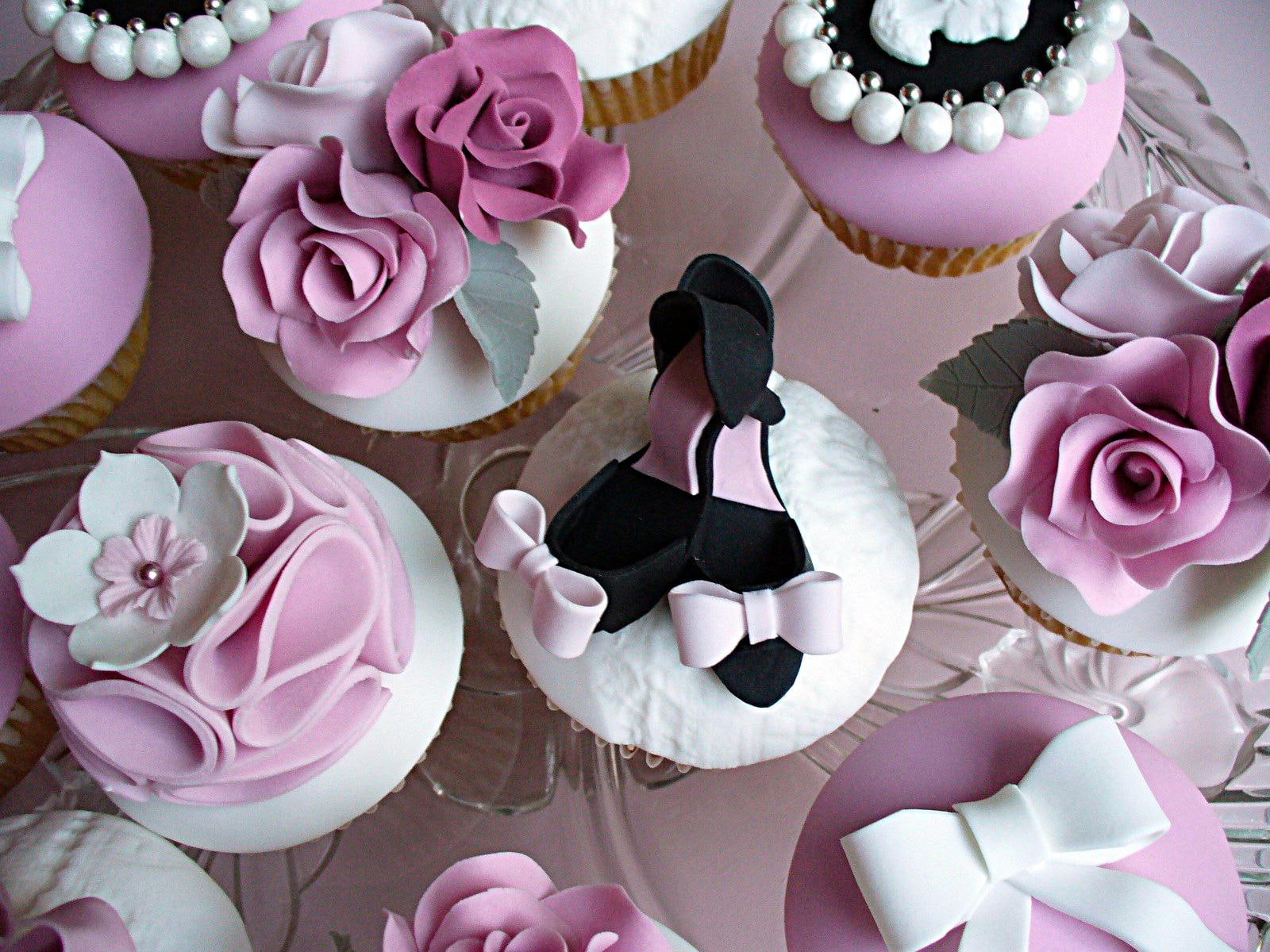 cupcake, 720P, cup, roses, flowers, sweet, monarch, cherie, pink, cake, HD Wallpaper
