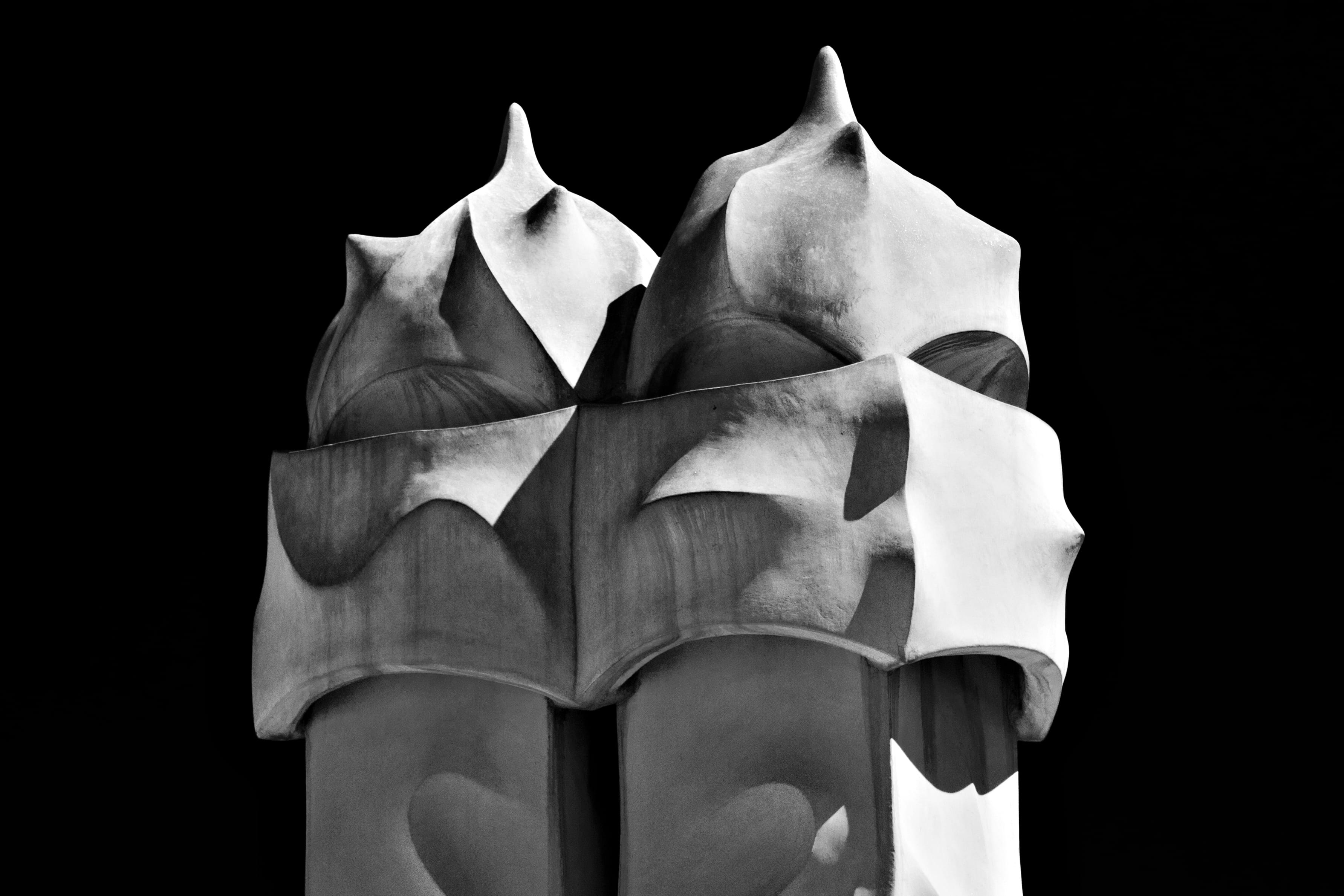 spain, studio shot, white color, black background, black Color, pattern, textile, cut out, barcelona, art and craft, close-up, Spain, shot, two objects, HD Wallpaper