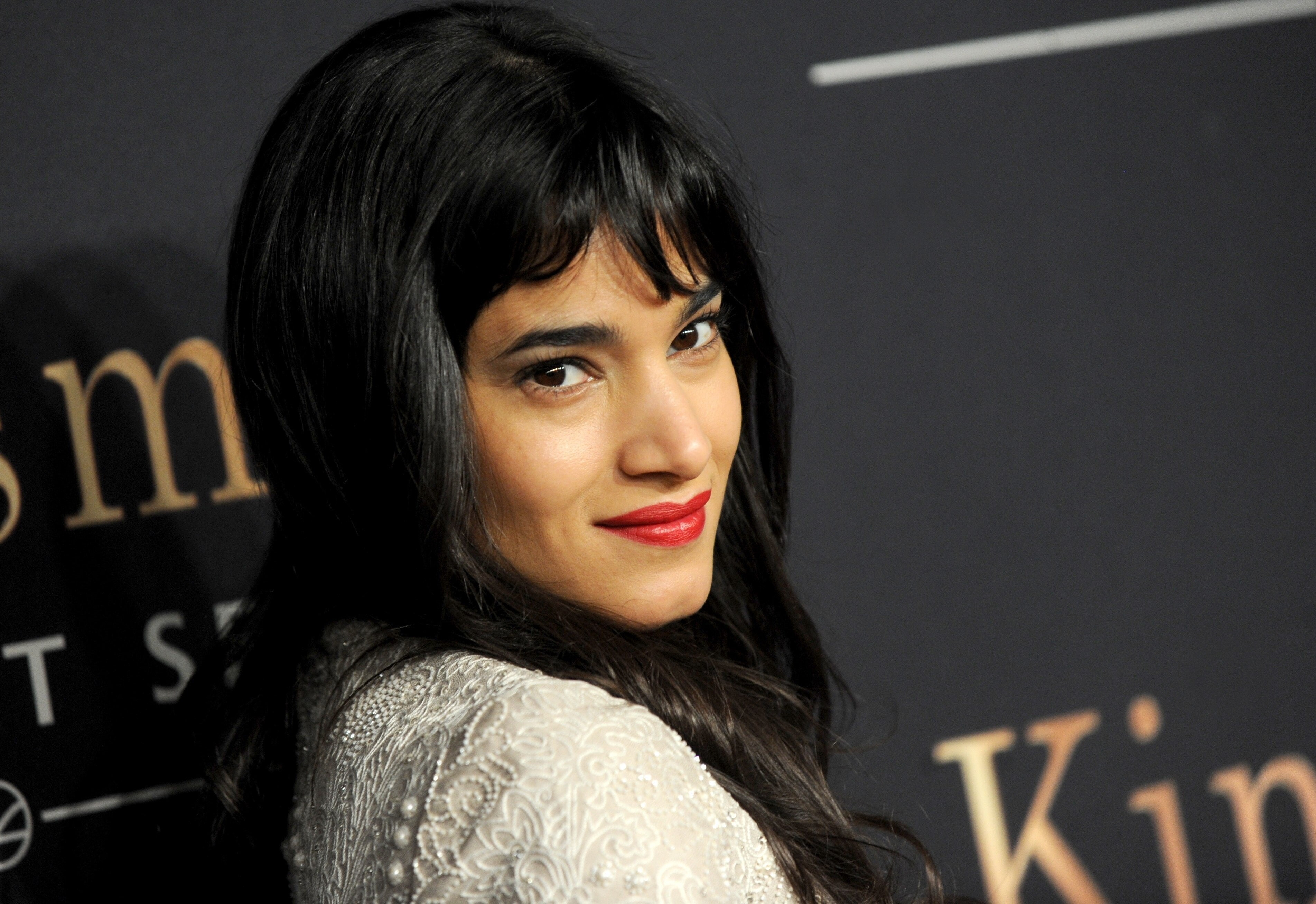 long hair, happiness, black hair, sofia boutella 4k picture image, headshot, adult, portrait, bangs, fashion, hairstyle, beauty, cheerful, looking at camera, HD Wallpaper