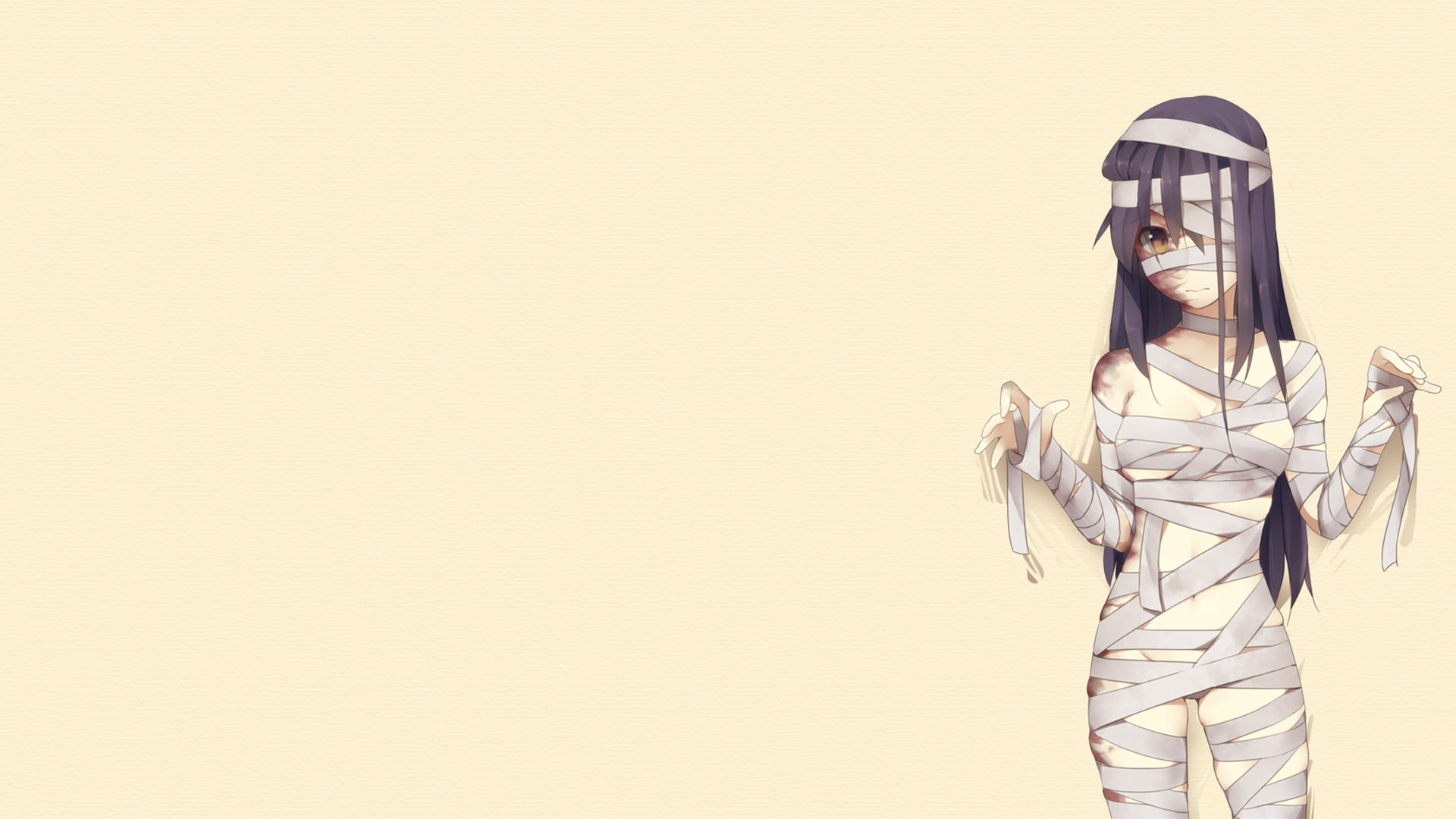 illustration, haired, girl, hd, anime, cartoon/comic, mummy, shoujo, katawa, purple, 1080P, HD Wallpaper