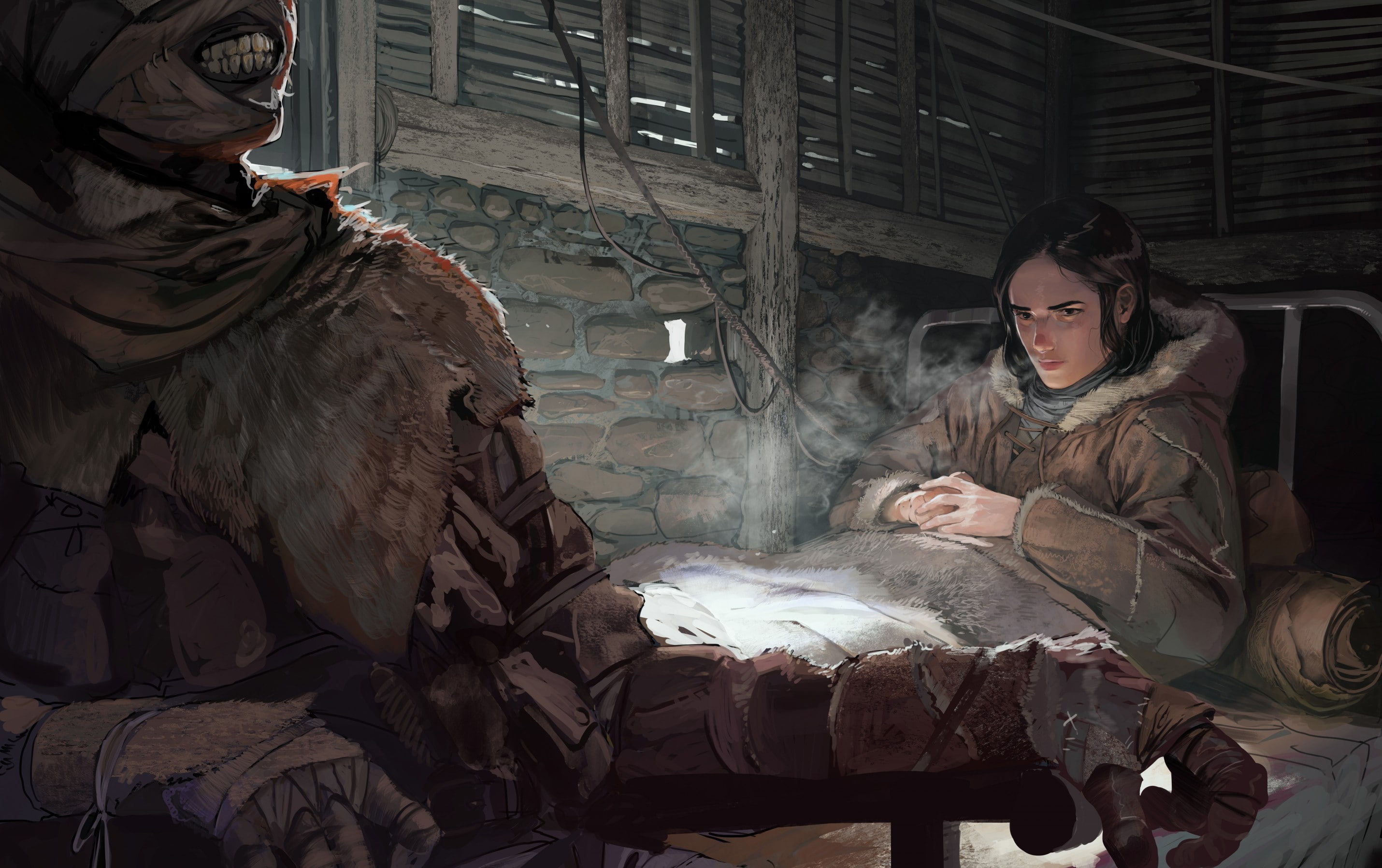 near, 2K, fantasy, woman, illustration, lying, mummy, art, men, fantasy art, HD Wallpaper