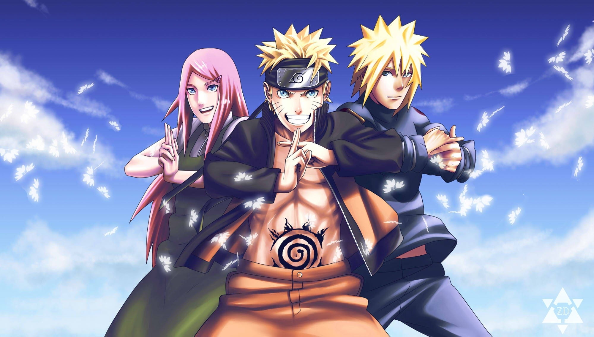 paintings, kushina, namikaze, konoha, anime, art, shippuden, hd, minato, 1080P, naruto, digital, uzumaki, Naruto: Shippuden, HD Wallpaper