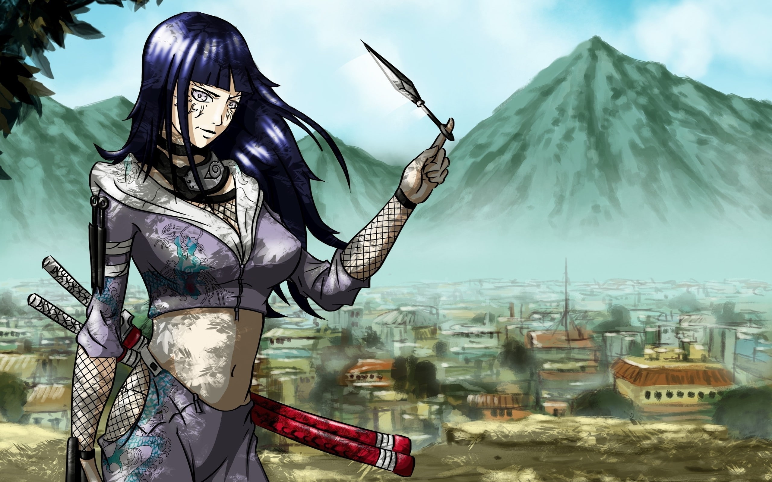2K, Anime, naruto, hyuuga hinata, konoha, HD Wallpaper