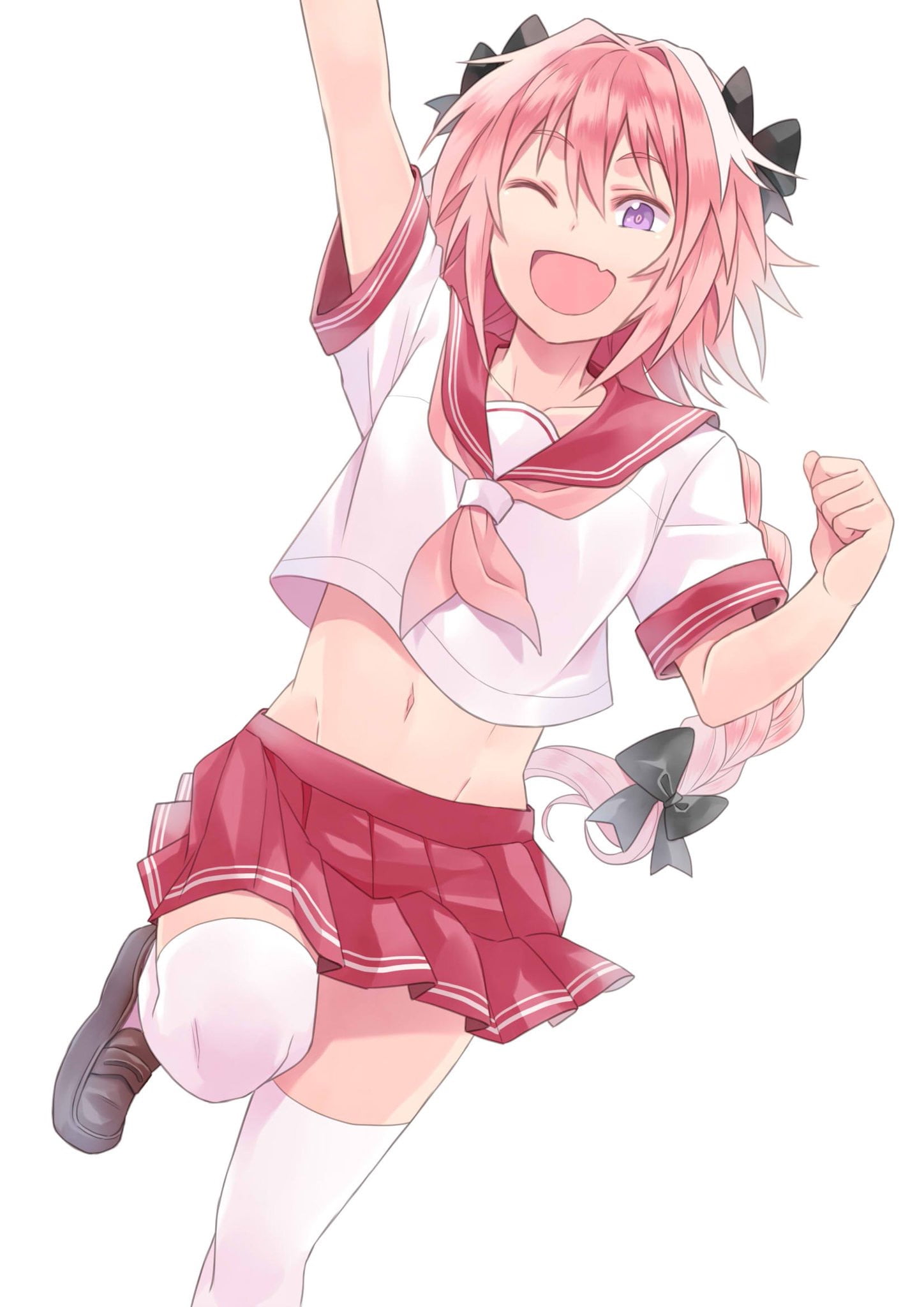 Fate Series, Rider of Black (Fate/Apocrypha), pink hair, 1080P, Fate/Apocrypha, Astolfo (Fate/Apocrypha), school uniform, anime boys, Phone HD Wallpaper