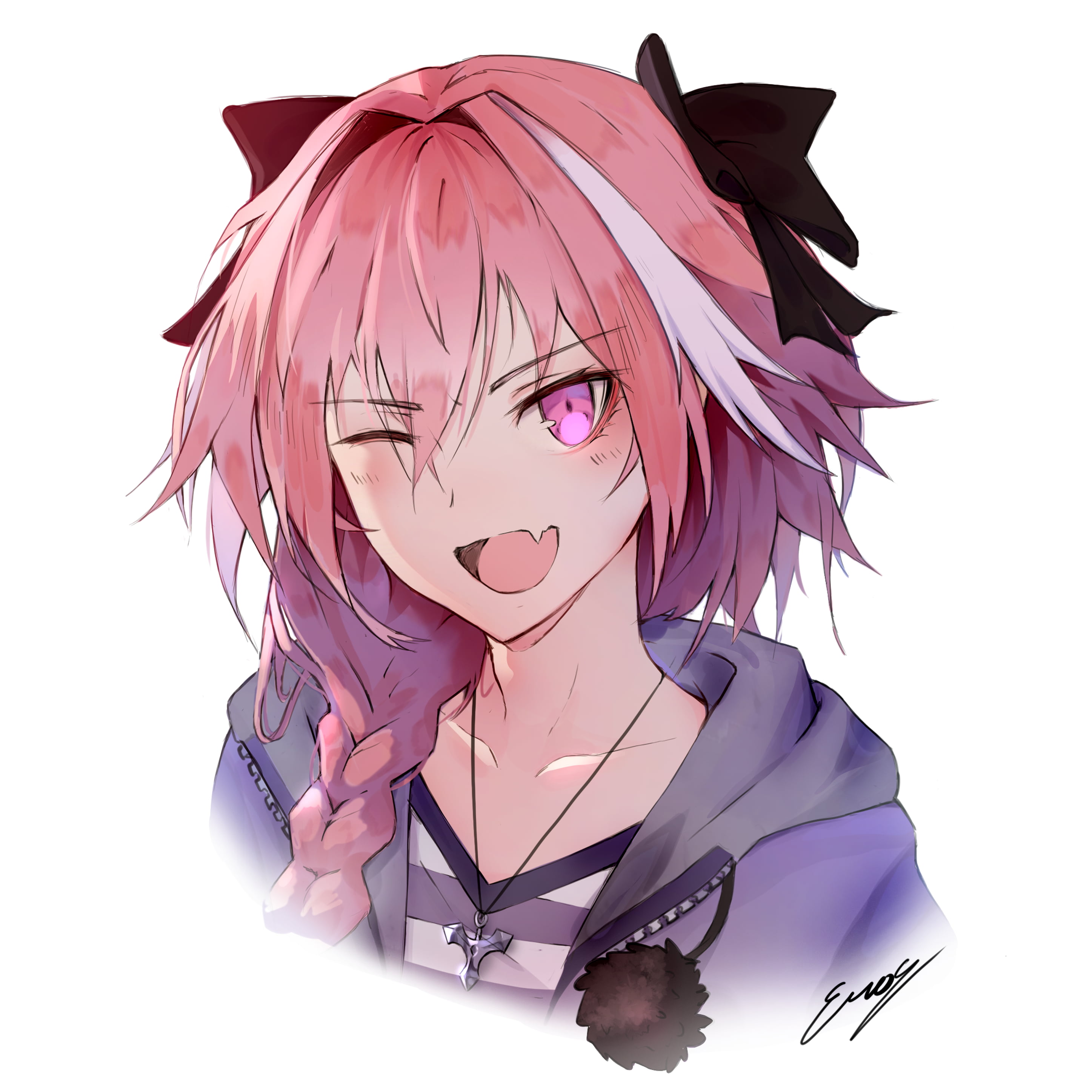 Fate/Apocrypha, braided hair, Fate Series, 2K, anime boys, Rider of Black (Fate/Apocrypha), pink hair, Astolfo (Fate/Apocrypha), Phone HD Wallpaper