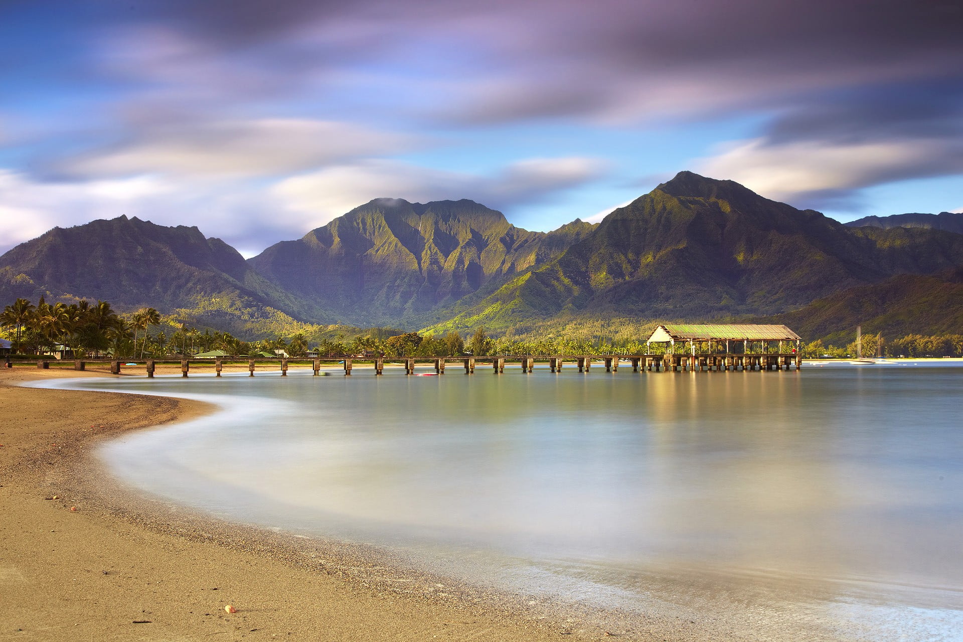 clouds, outdoors, pier, reflection, sea, waterfront, 1080P, lake, mountain, landscape, no people, mountain peak, scenics - nature, water, tree, beauty in nature, HD Wallpaper