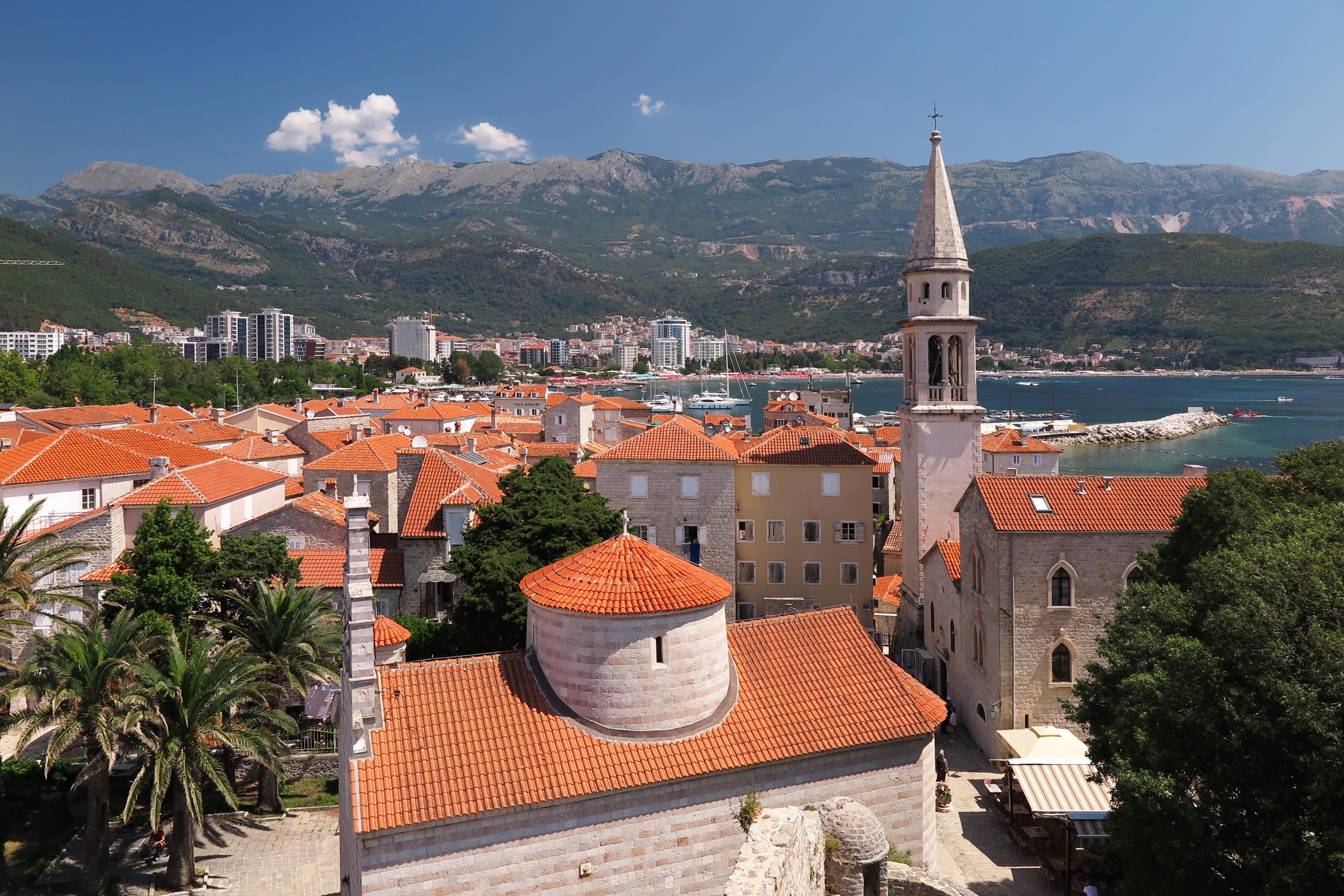 old town, tower, roof, montenegro, nature, outdoors, travel, spirituality, cityscape, no people, water, holidays, built structure, building exterior, building, HD Wallpaper