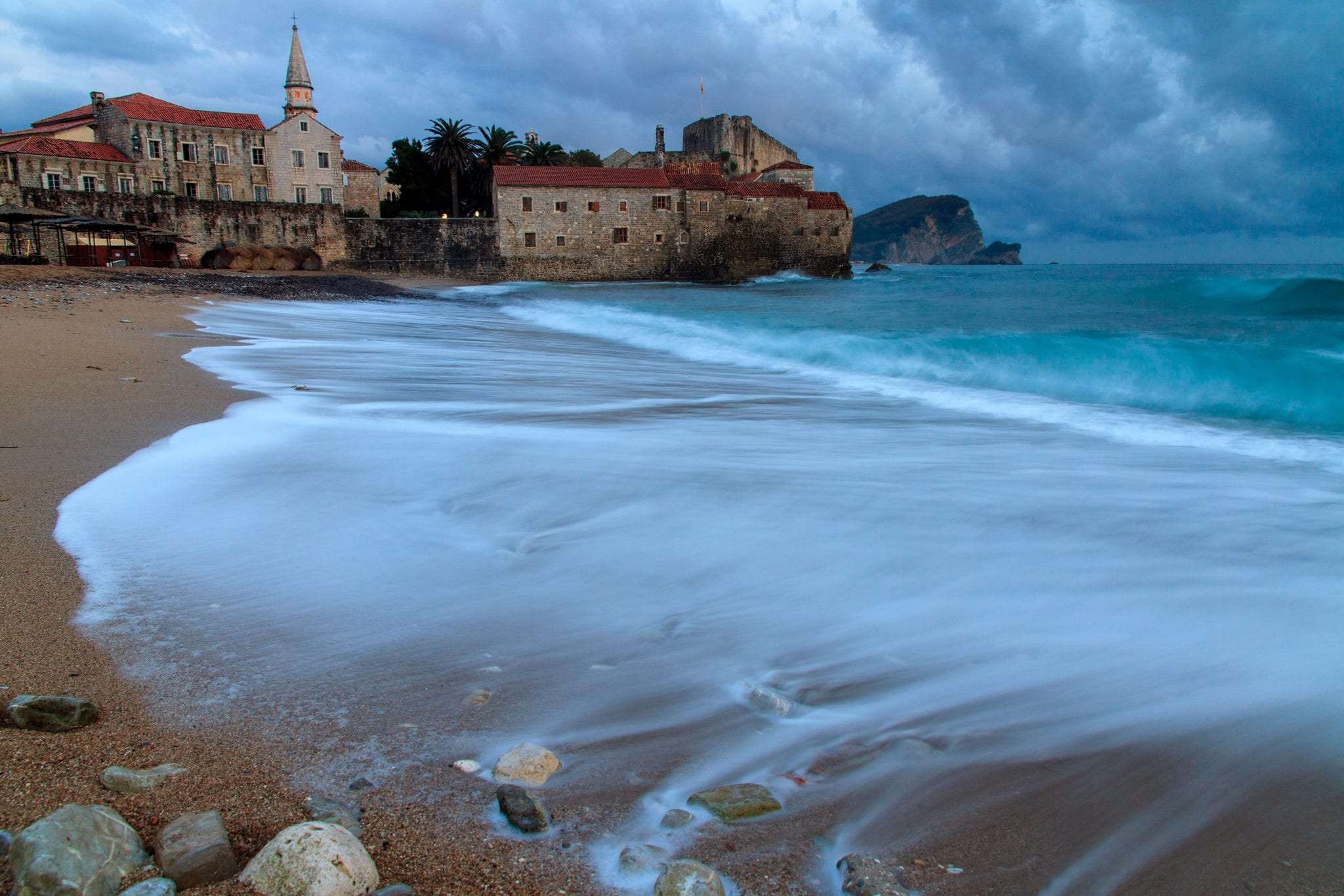 land, water, tower, cloud - sky, building, history, motion, brown, travel, outdoors, 1080P, beside, nature, budva, built structure, architecture, montenegro, HD Wallpaper