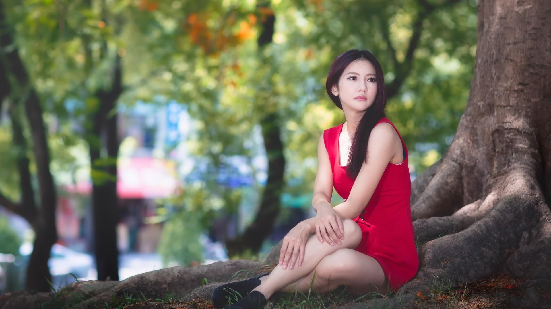 red beauty, park, red, desktop, 1080P, beauty, temperament, woods, HD Wallpaper