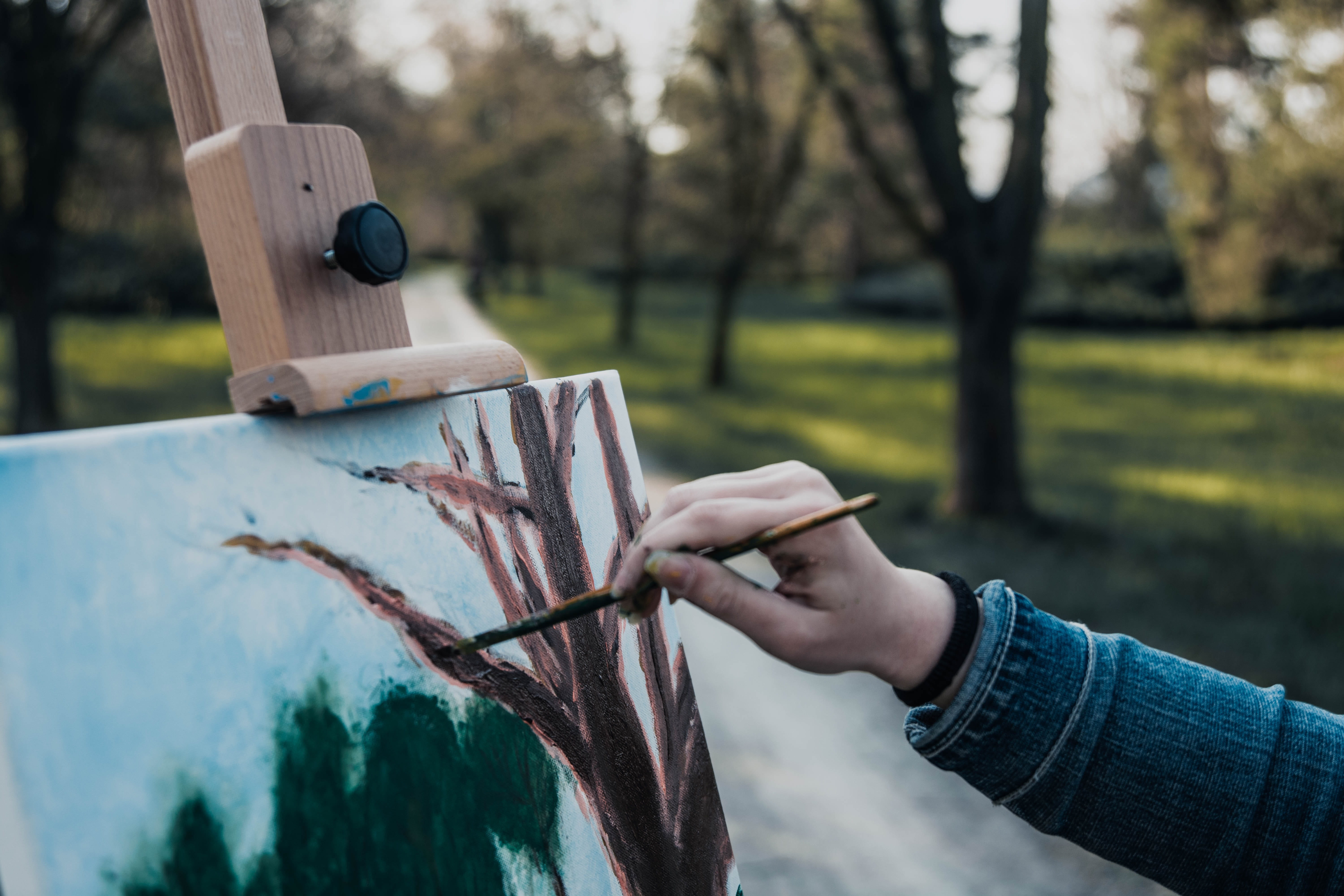 human body part, painting, brush, 5K, holding, one person, colors, unrecognizable person, plant, outdoors, tree, light, women, lifestyles, detail, hand, HD Wallpaper