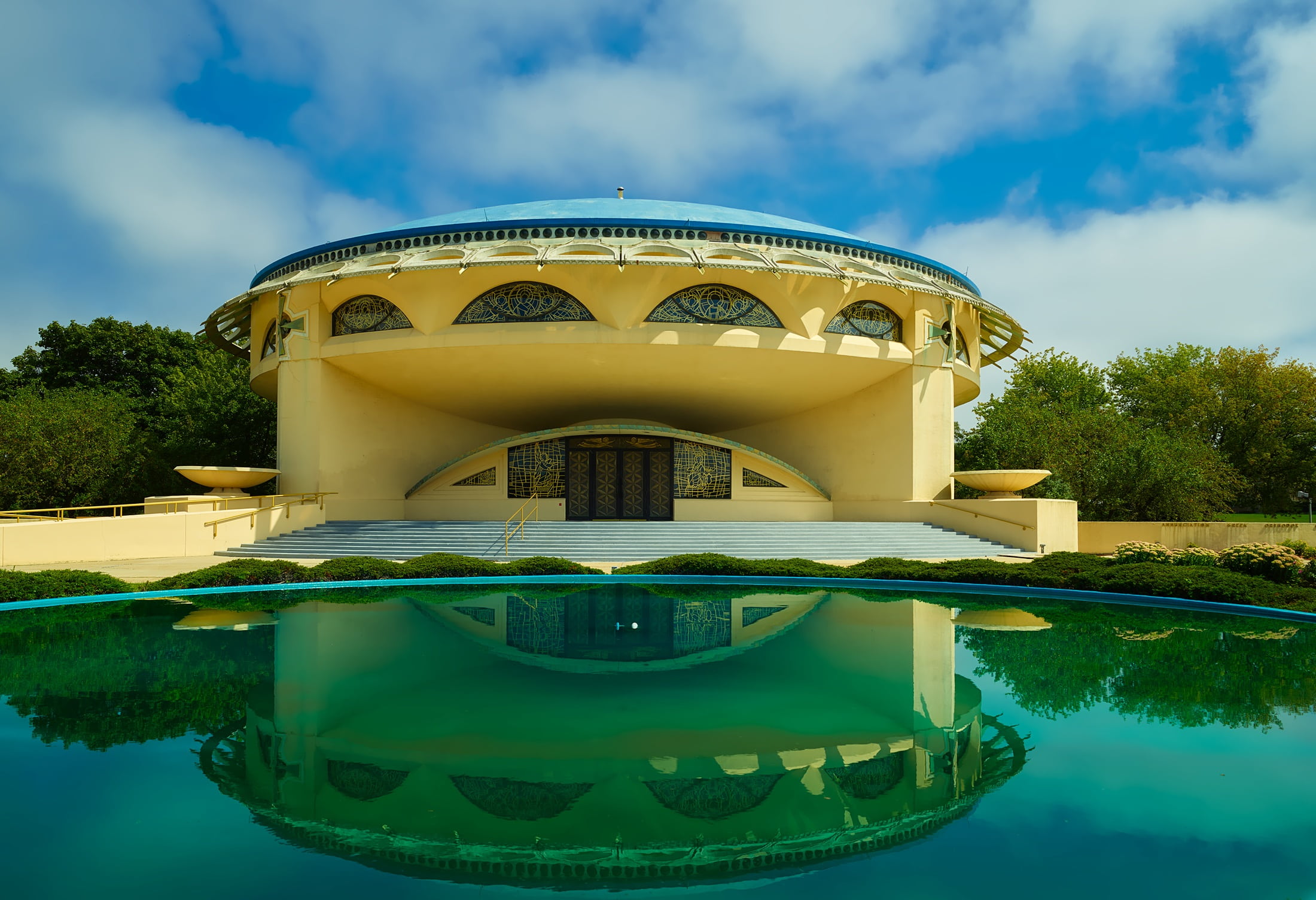 day, architecture, no people, historic, travel destinations, reflection, yellow, outdoors, reflections, tree, pool, cloud - sky, landmark, turquoise colored, HD Wallpaper