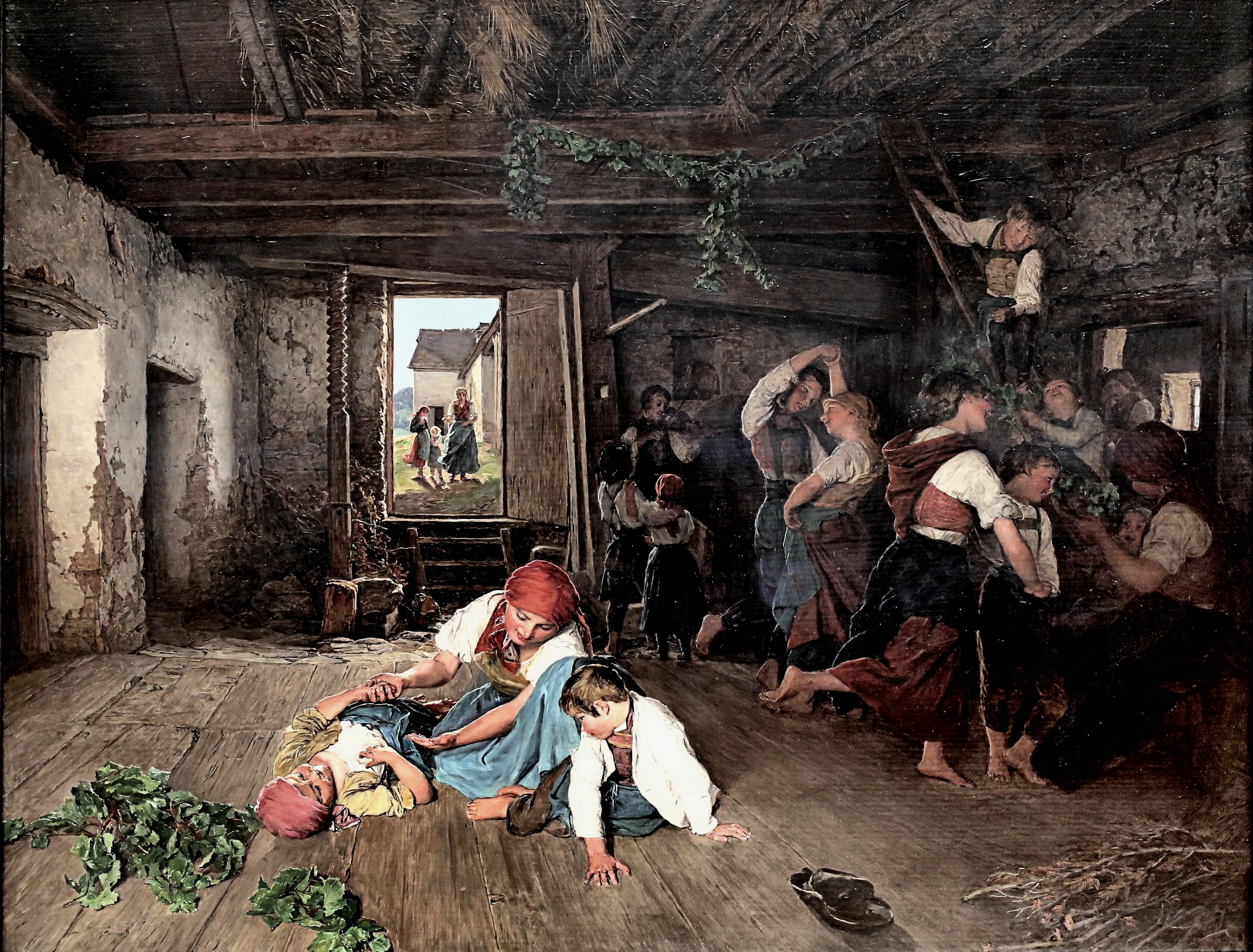 Ferdinand Georg Waldmuller, 2K, Preparations for feast, Ferdinand Georg Waldmüller, 1860, Austrian artist, picture, HD Wallpaper