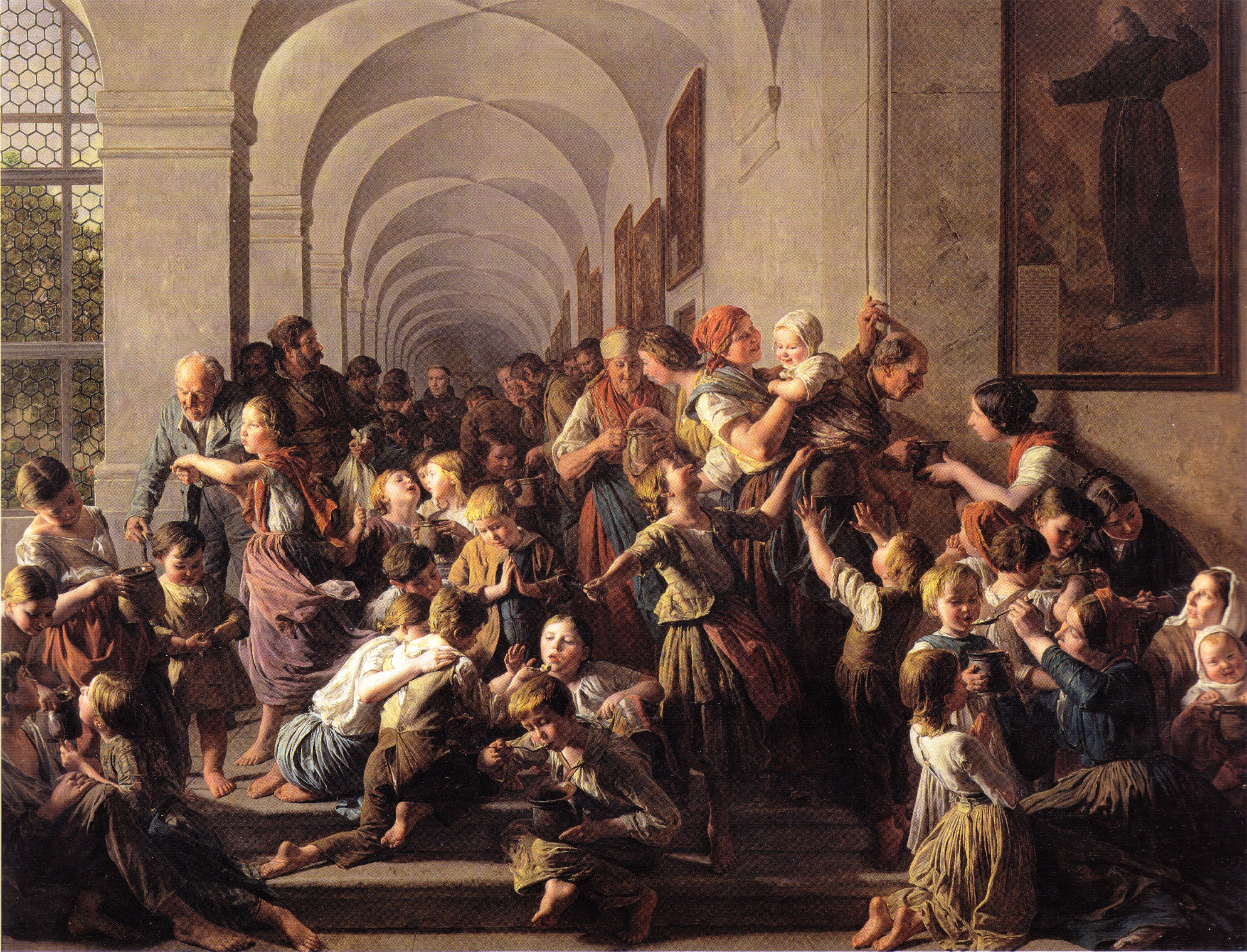 Austrian artist, Ferdinand Georg Waldmüller, Klostersuppe Lasoupeducouvent, 2K, 1859, Ferdinand Georg Waldmuller, picture, HD Wallpaper