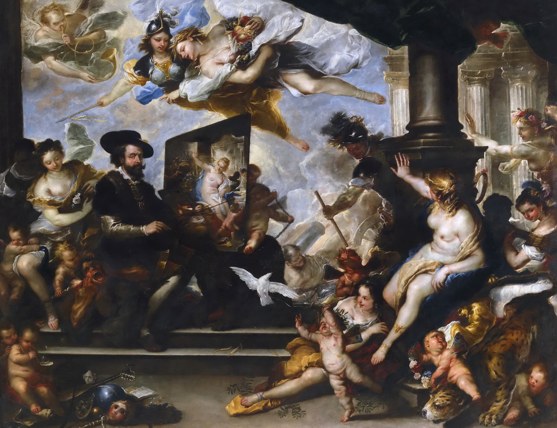 genre, 1080P, portrait, picture, Rubens Writes An Allegory Of Peace, Luca Giordano, HD Wallpaper