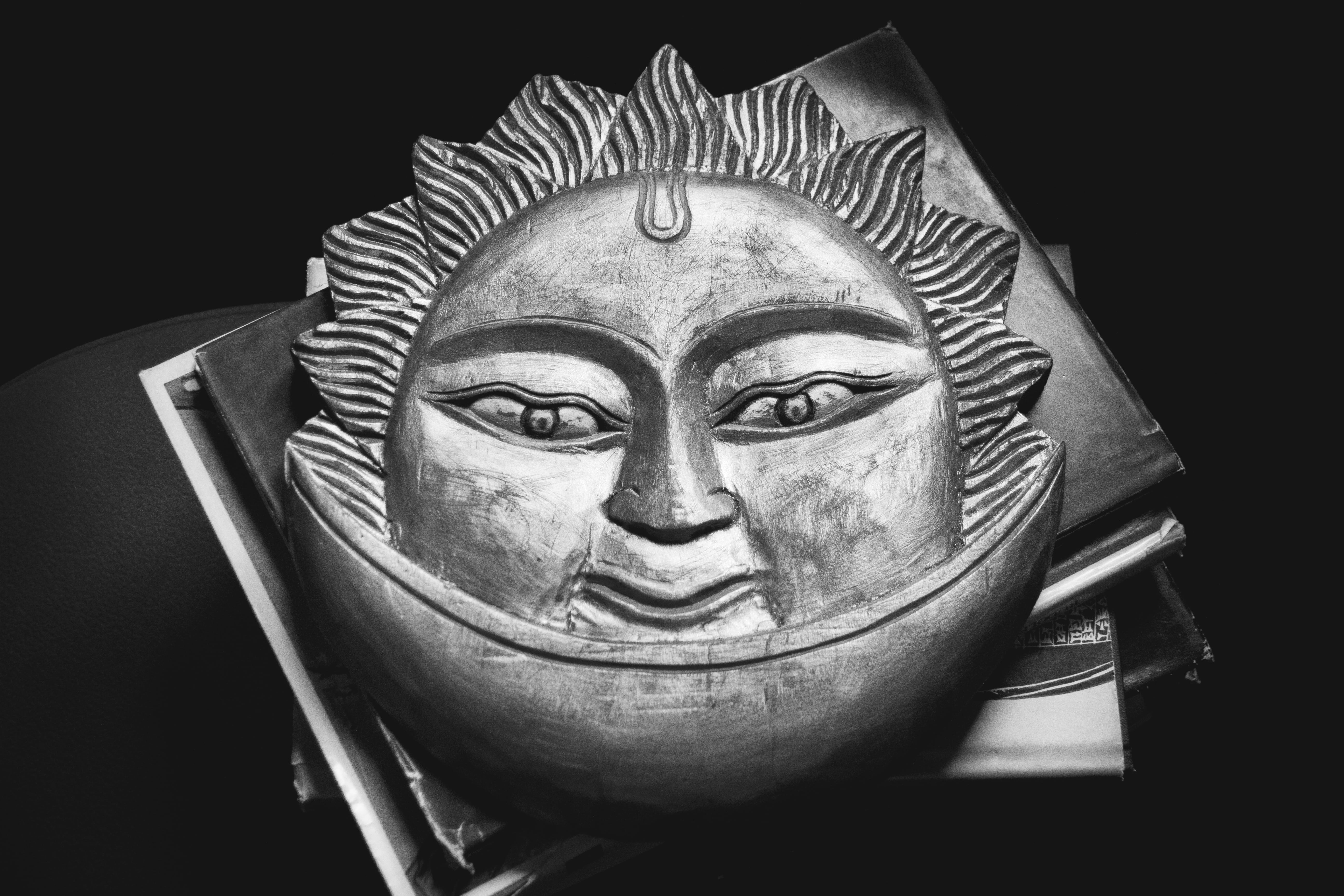 representation, sculpture, artwork, carving - craft product, disguise, craft, the past, sun, close-up, statue, icon, celestial, astrology, carving, symbol, HD Wallpaper