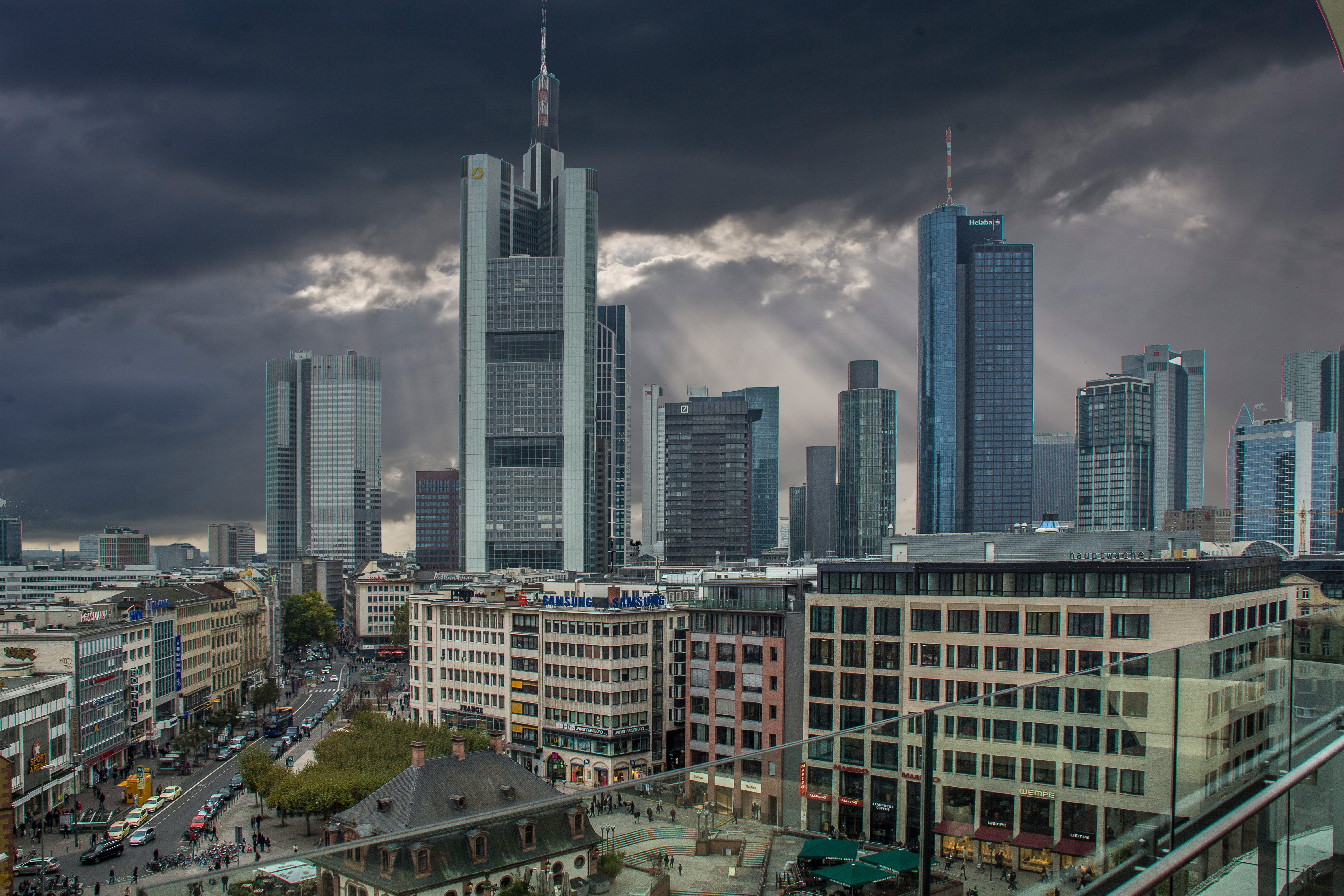 main, building, urban skyline, residential district, no people, high, spire, rise, cloud - sky, architecture, skyscraper, gray, cityscape, office, sky, HD Wallpaper