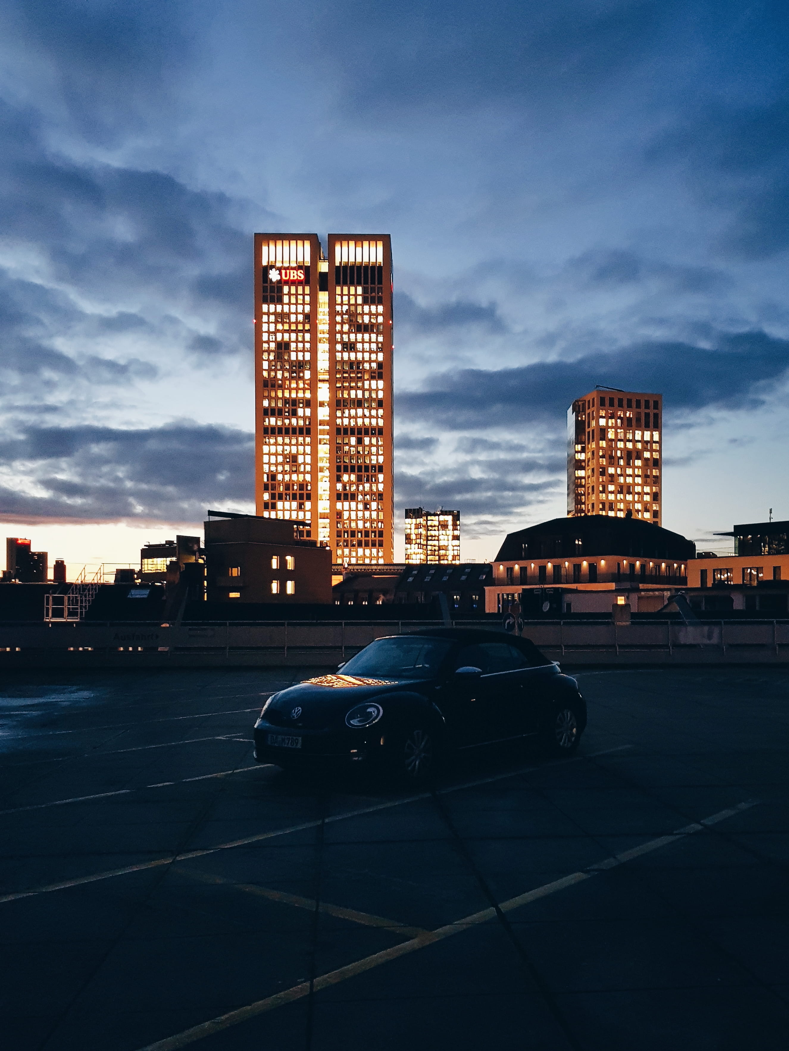 outdoors, city, street, night, land vehicle, transportation, germany, cloud - sky, road, building exterior, no people, architecture, tall - high, frankfurt am main, Phone HD Wallpaper