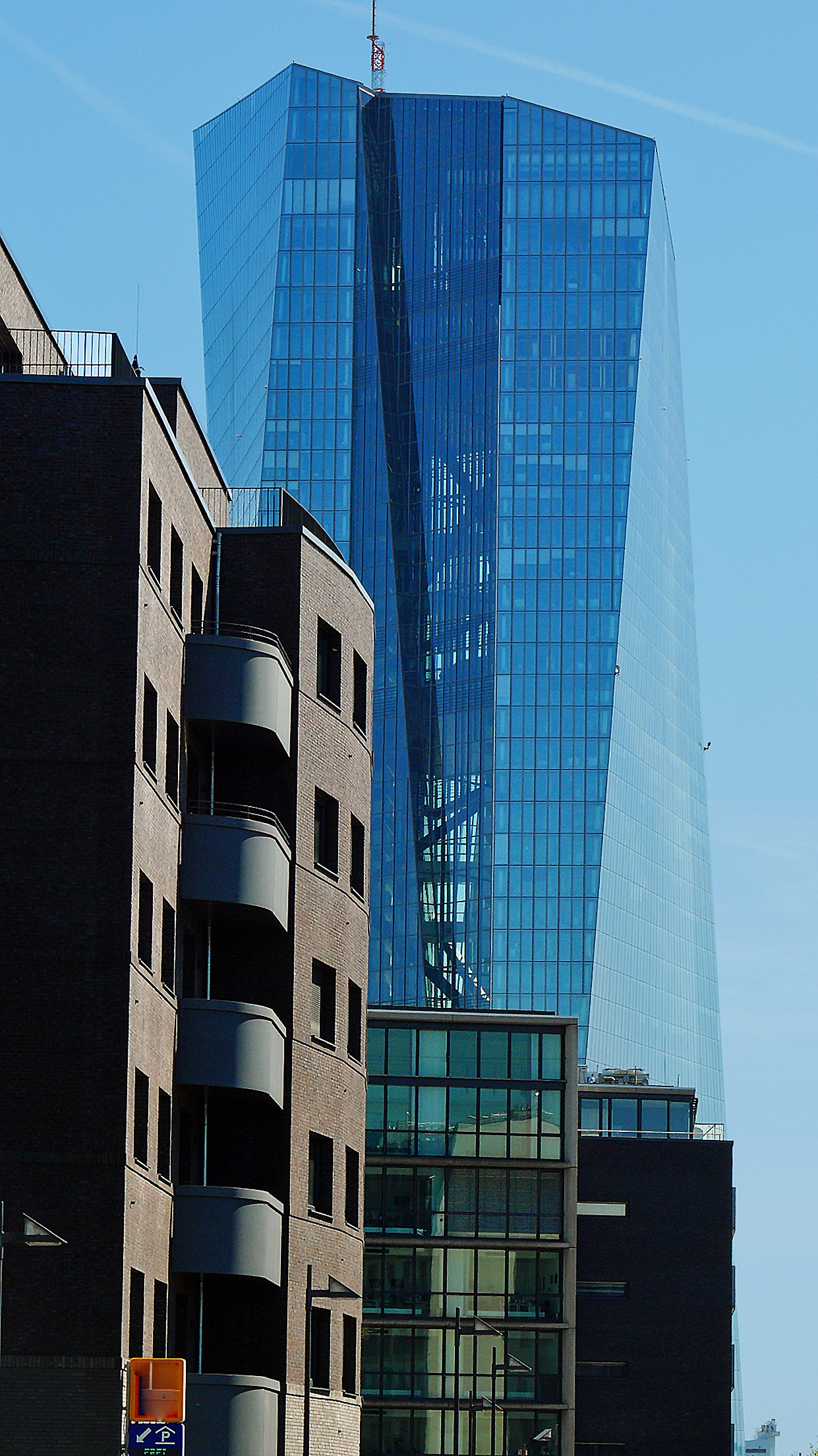skyscrapers, currency, clear sky, 1080P, day, architecture, tower, building, finance, frankfurt am main germany, city, no people, tall - high, modern, Phone HD Wallpaper