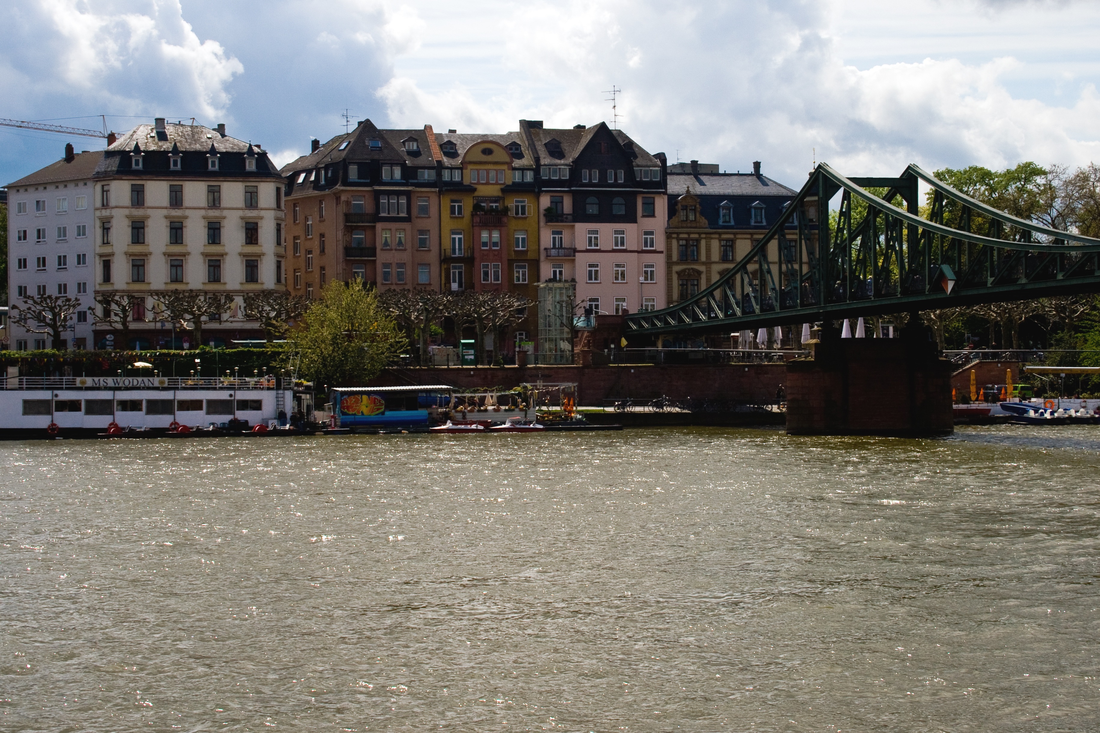 river, built structure, frankfurt am main germany, nature, city, outdoors, transportation, frankfurt, building, no people, bridge - man made structure, HD Wallpaper