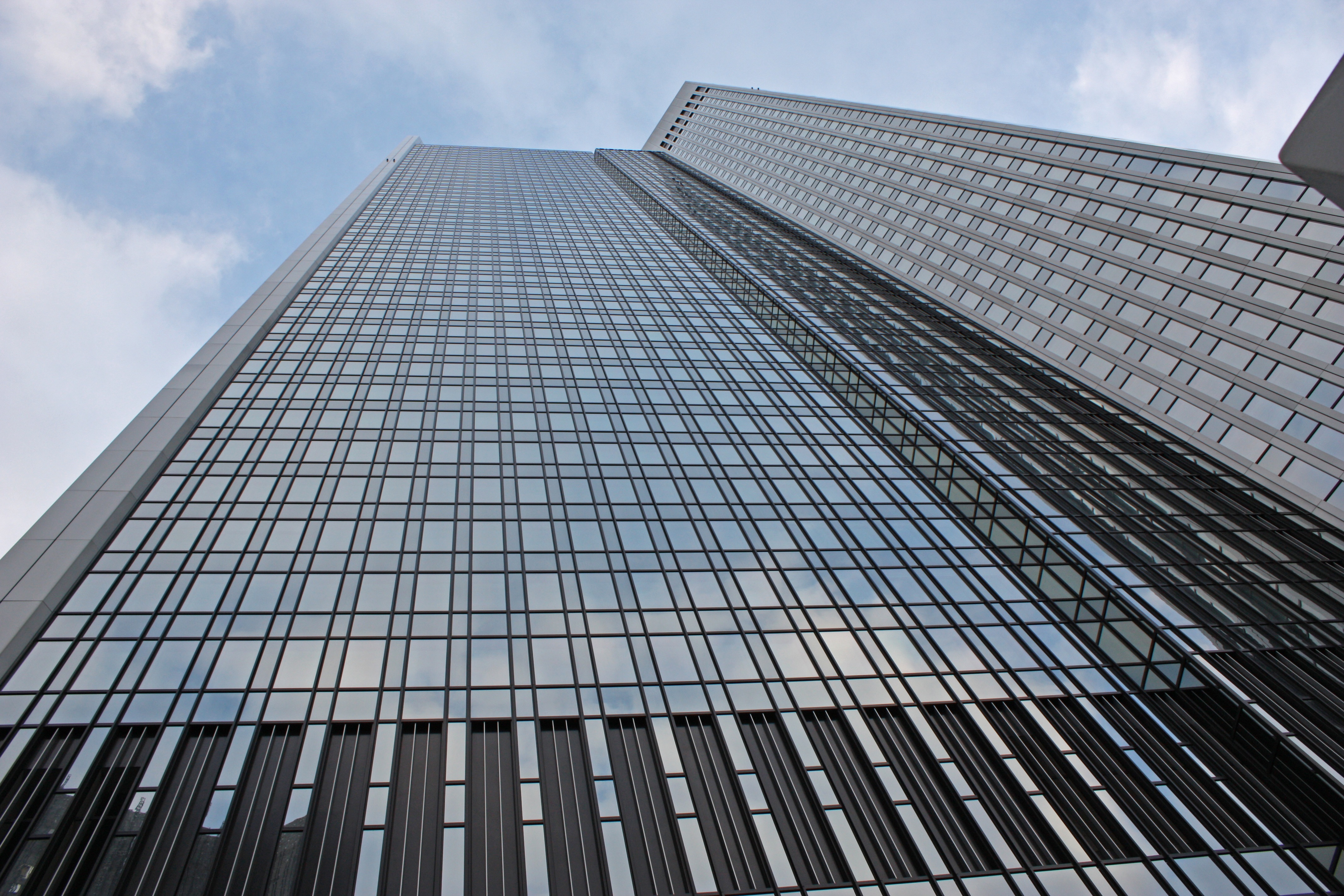 low angle view, 4K, germany, window, outdoors, building, architecture, nature, steel, skyscraper, sky, cloud - sky, no people, directly below, office, HD Wallpaper