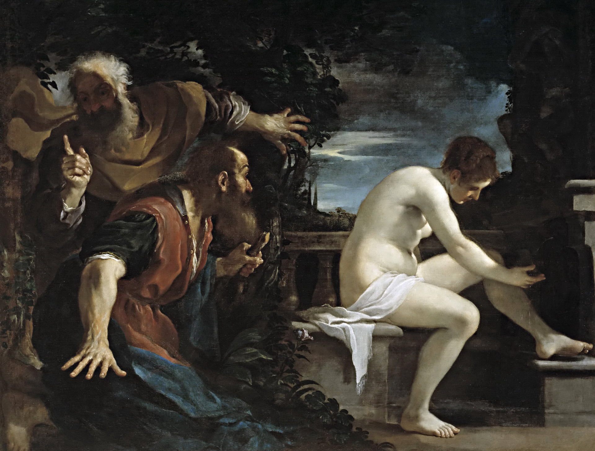 art and craft, male likeness, human representation, indoors, picture, Guercino, Susanna and the Elders, creativity, religion, males, angel, female likeness, HD Wallpaper