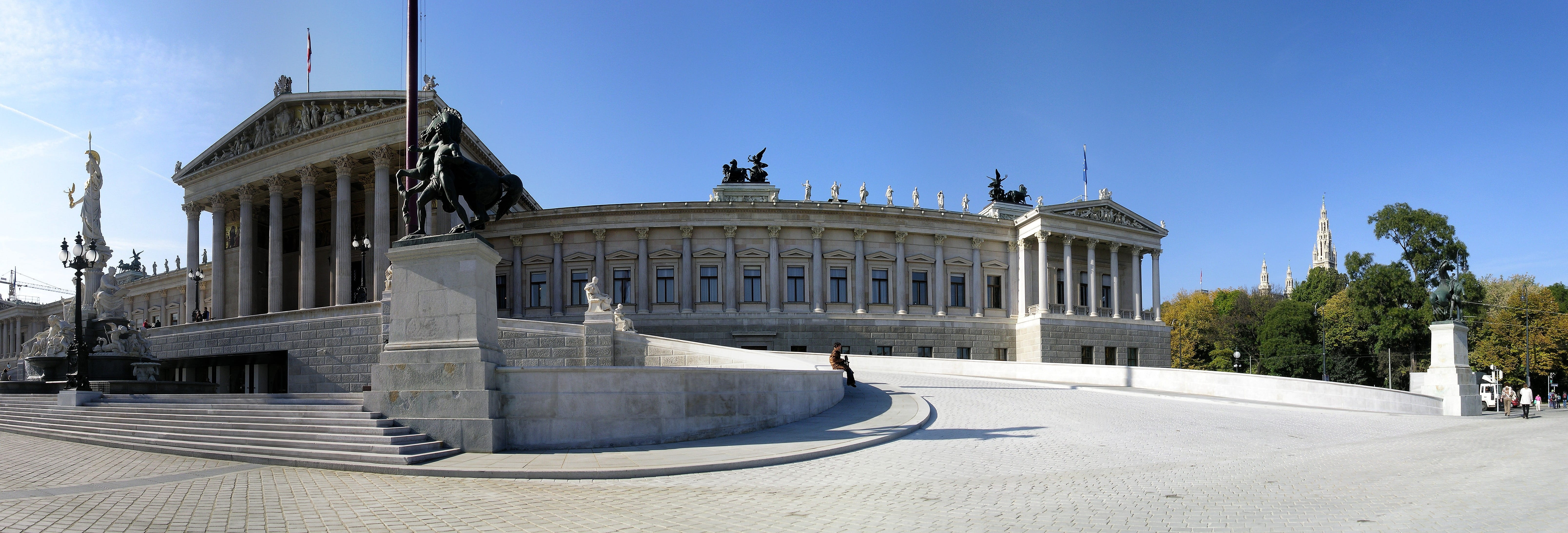 history, Vienna, neo-classical, monument, building exterior, travel, 5K, sculpture, travel destinations, government, built structure, panorama, wisdom, HD Wallpaper
