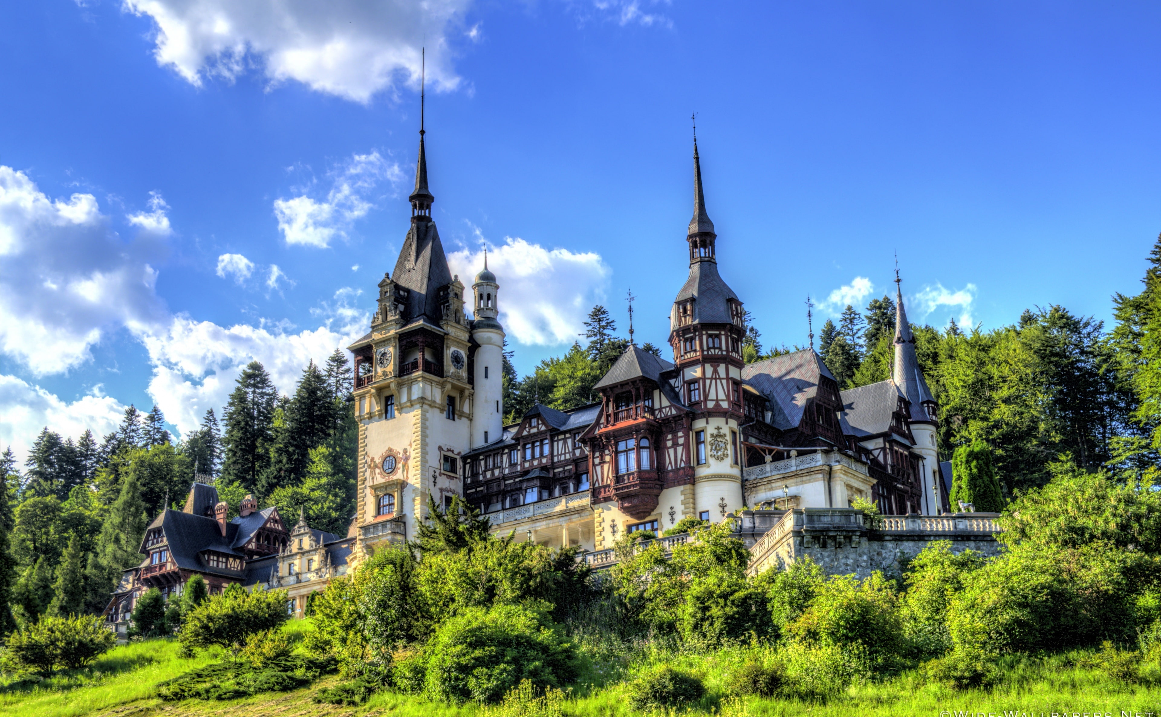 Europe, religion, sky, travel destinations, Peles, Beautiful, spirituality, history, no people, place of worship, building, outdoors, plant, architecture, HD Wallpaper