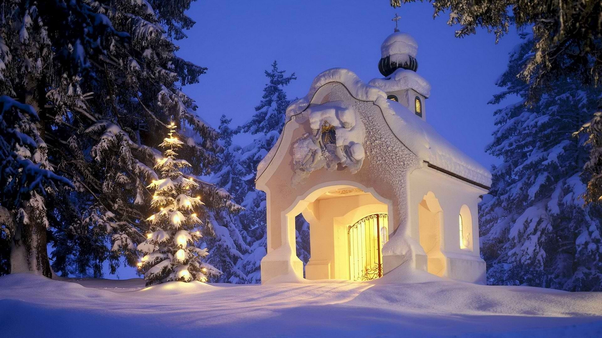 cultures, sky, christmas, belief, blue, house, vacations, christianity, cold temperature, christmas tree, nature, plant, europe, snow, orthodox Church, HD Wallpaper