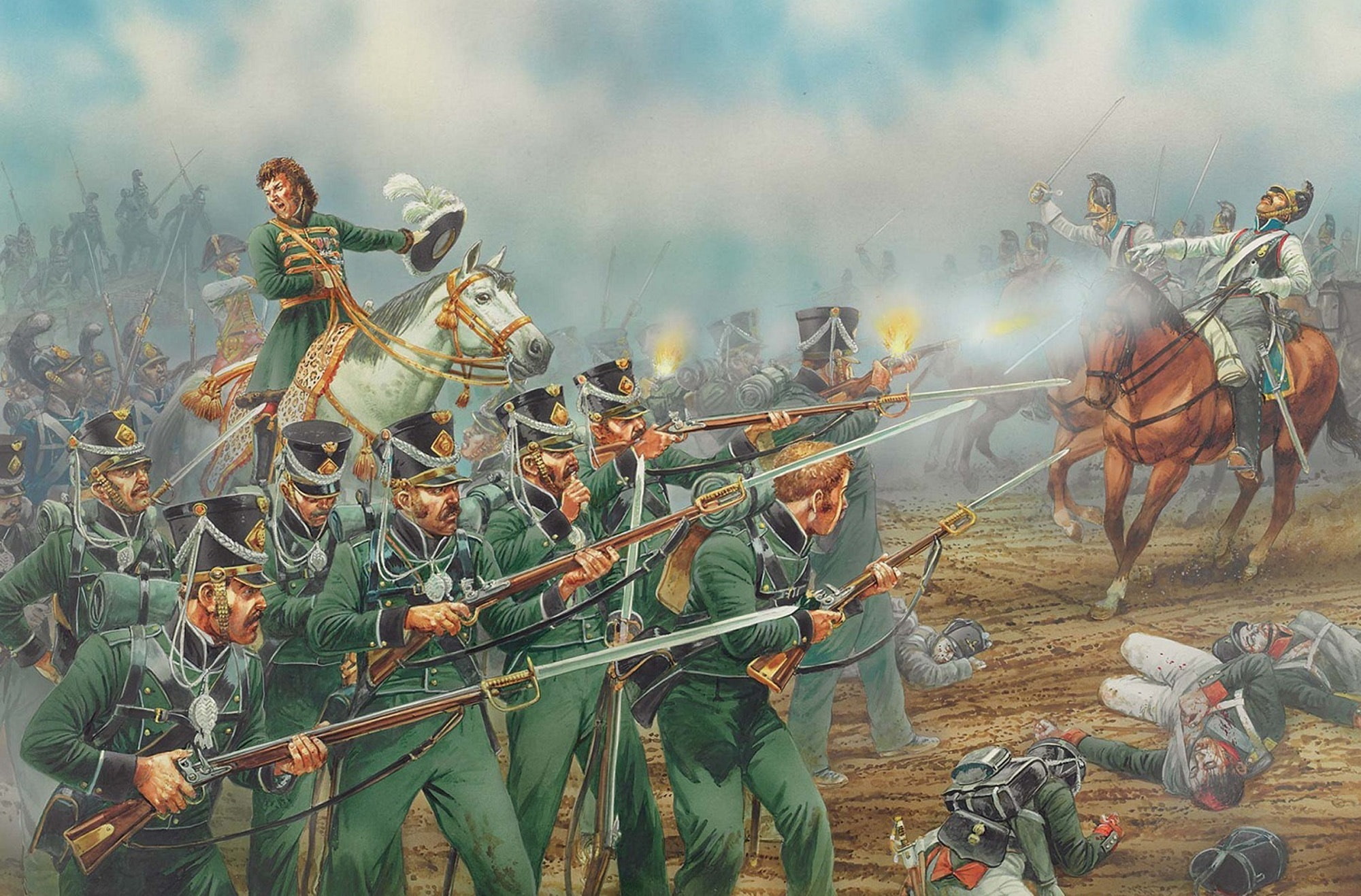 weapons, 1080P, Patriotic war, war, artwork, shots, 1812., soldiers, officers, figure, art, battle, HD Wallpaper