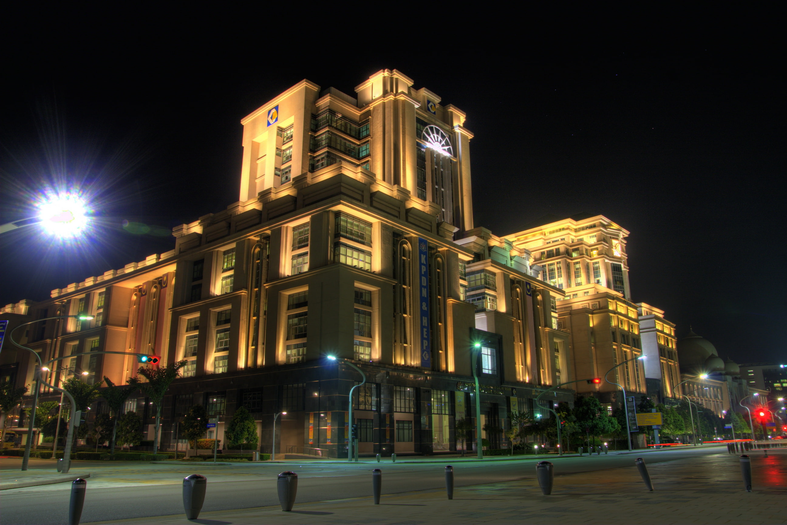 night, putrajaya, malaysia, 2K, cities, houses, street, HD Wallpaper