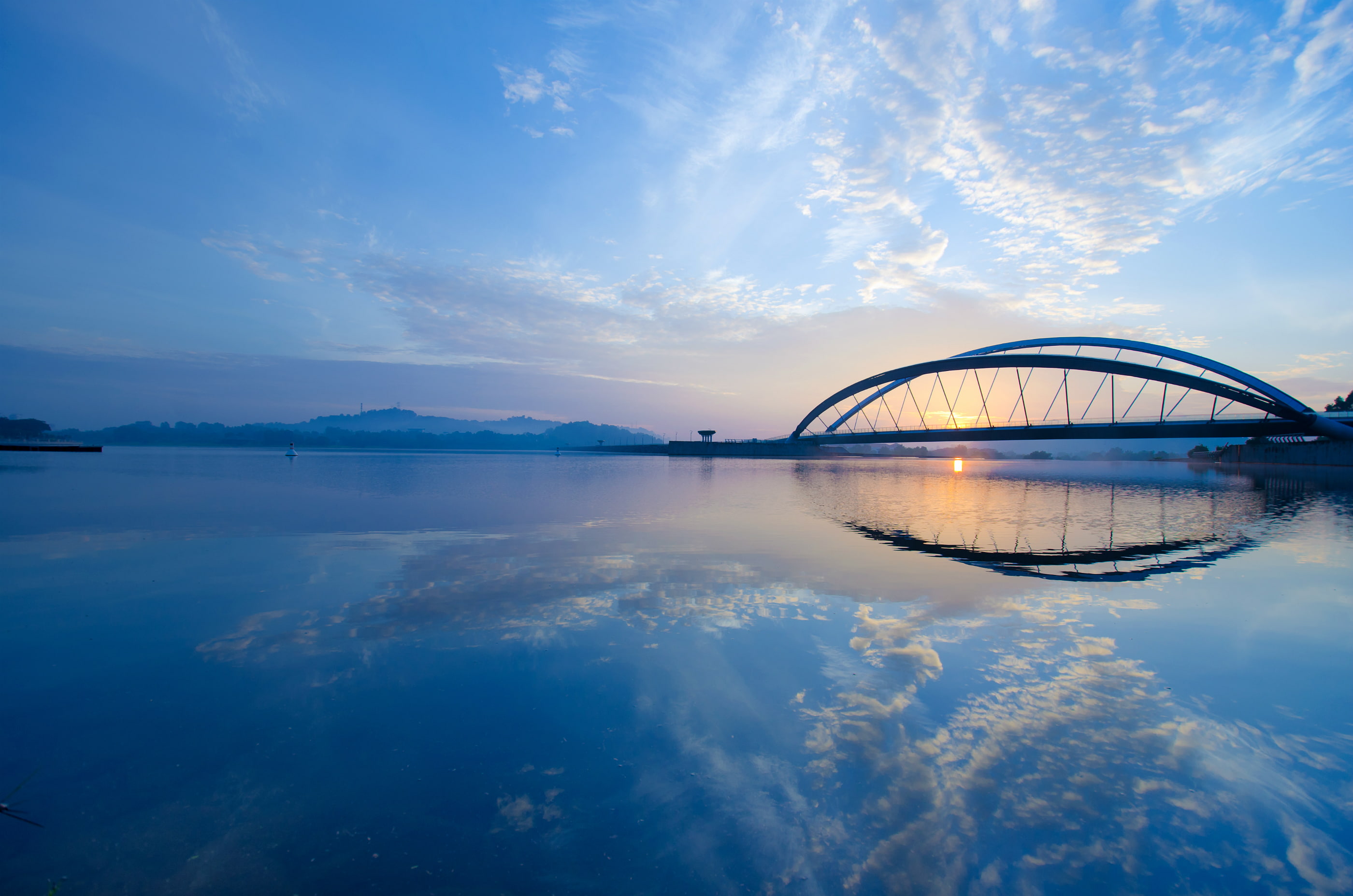 city, connection, Strait, morning, the city, sky, body, architecture, scenics - nature, sunset, tranquility, dawn, the sky, gray, bridge, Malaysia, cloud - sky, HD Wallpaper