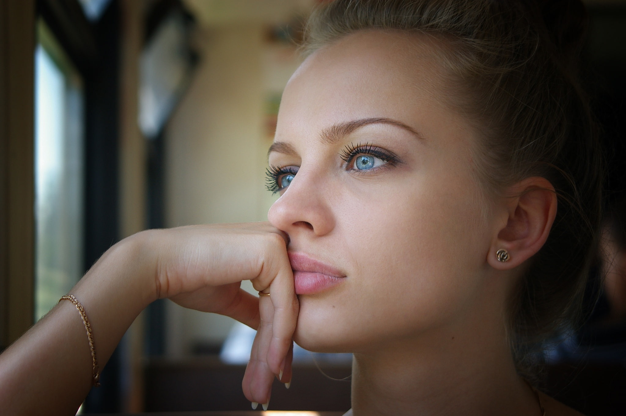 plump lips, Pasha Ivanov, blue-eyed, portrait, beauty, photographer, dreamy, look, 1080P, HD Wallpaper