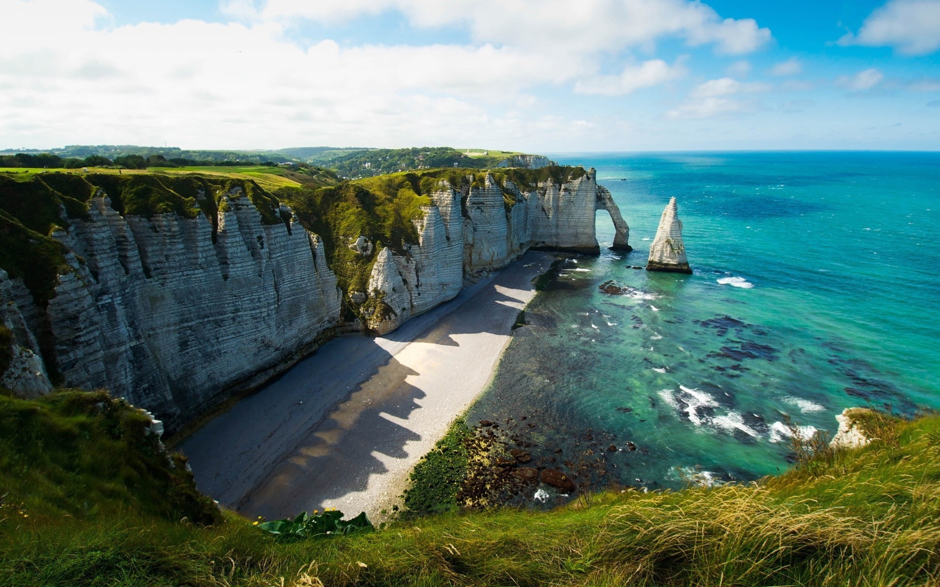 coast, France, 1080P, HD, beach, Alabaster, HD Wallpaper
