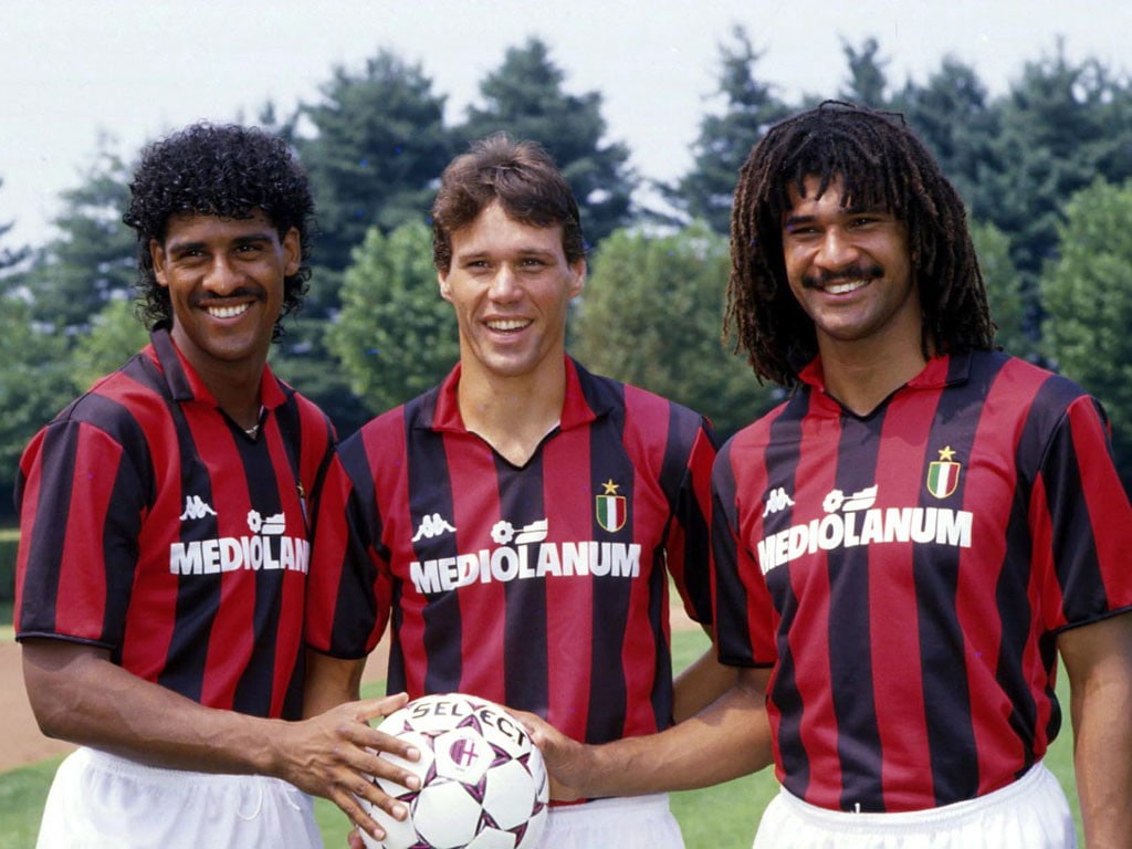 Footballers, Ruud Gullit, 480P, Netherlands, AC Milan, Frank Rijkaard, Marco Van Basten, soccer, HD Wallpaper
