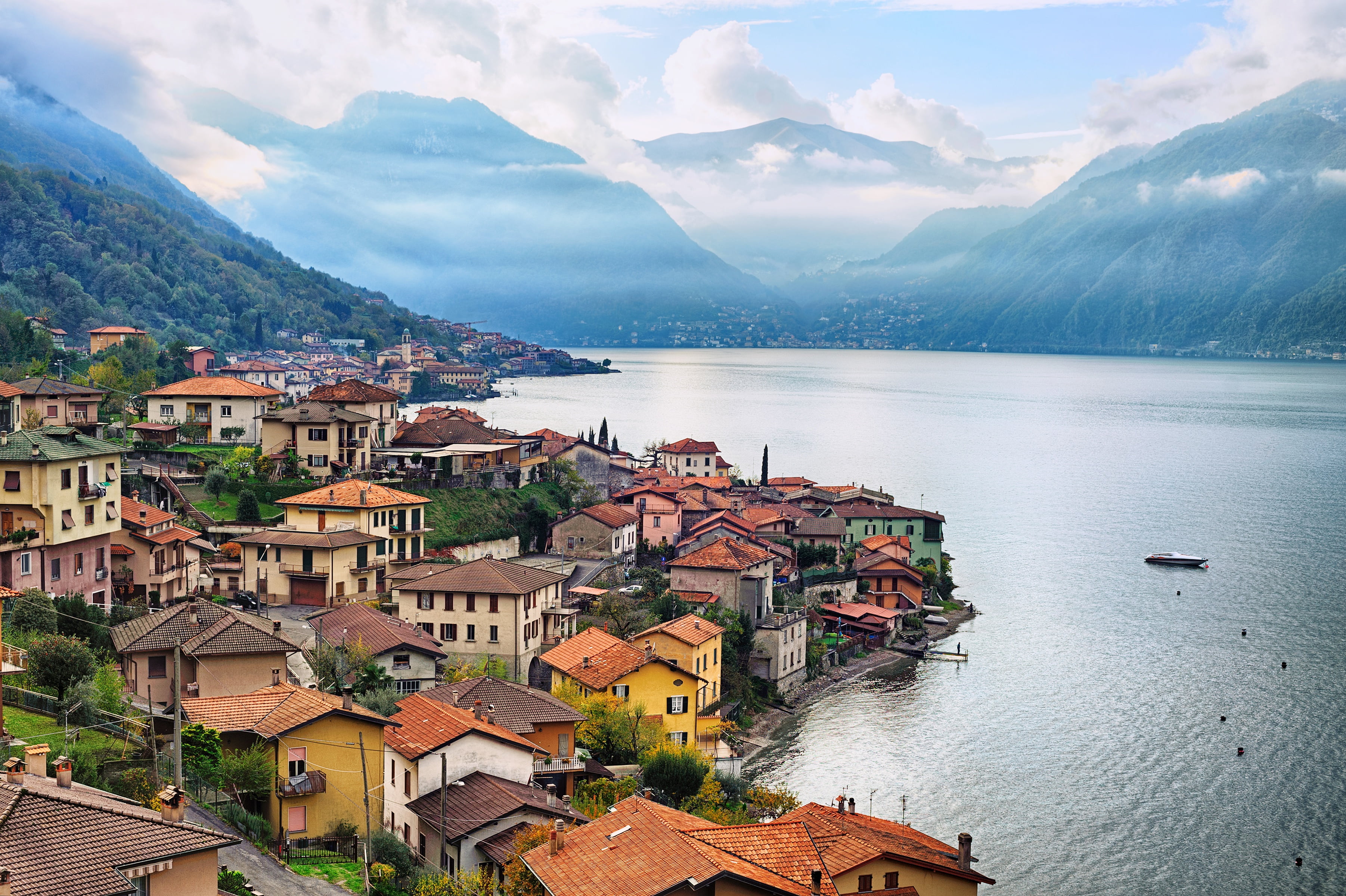 The city, Lake, Landscape, Italy, Como, Lombardy, Home, 2K, Mountains, HD Wallpaper
