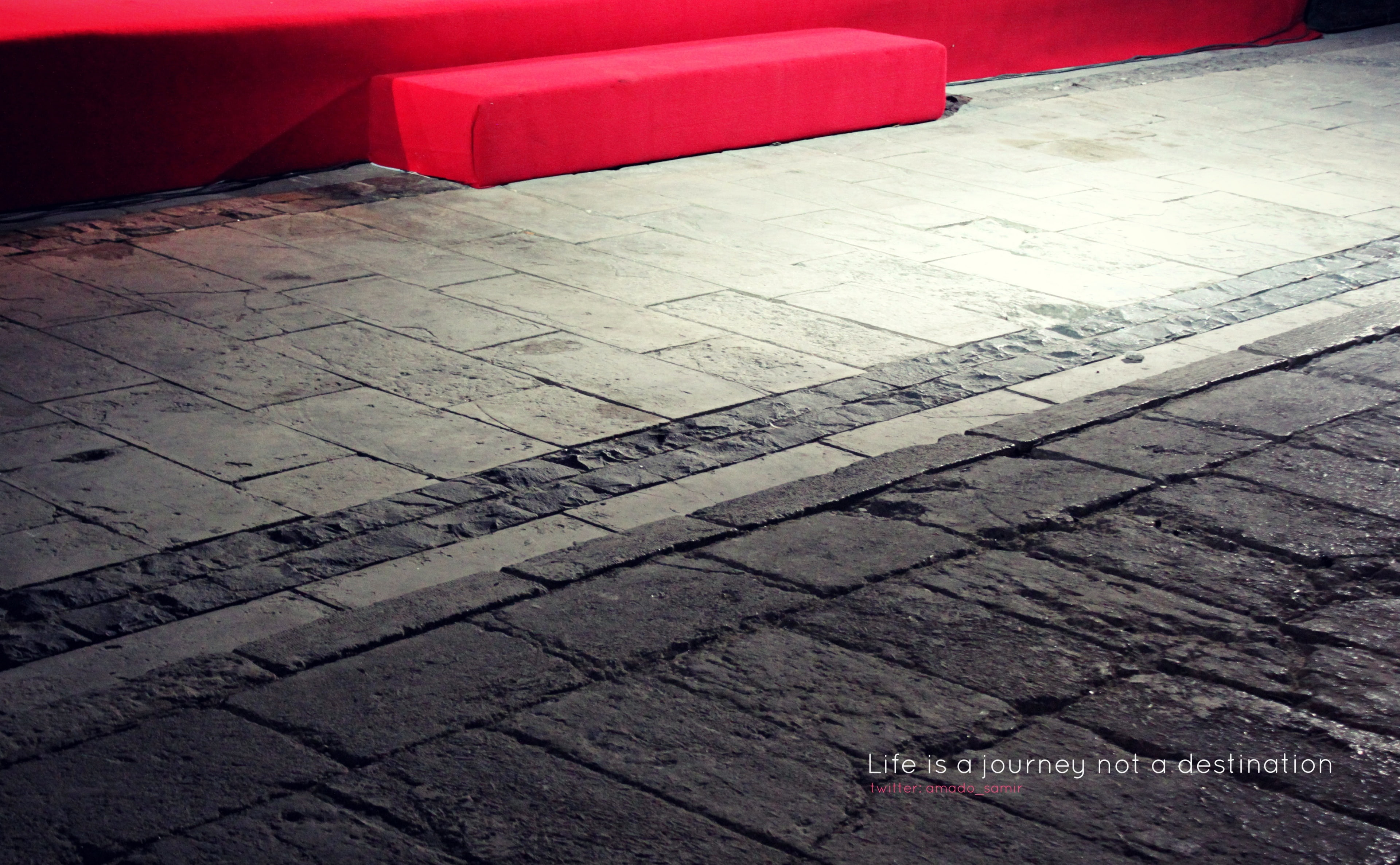 4K, city, wet, gray, bricks, footpath, sidewalk, close-up, pattern, stone, black, flooring, Quote, day, relaxation, concrete, life, street, vignette, Artistic, HD Wallpaper