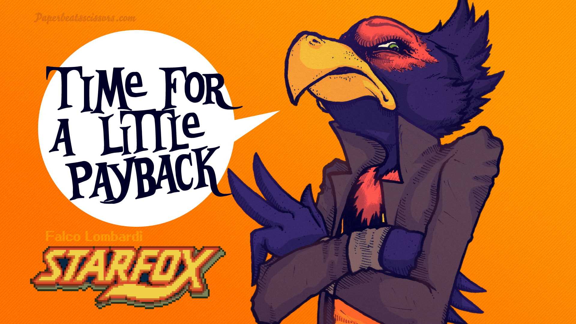 nintendo, hd, orange, 1080P, falco, starfox, video games, HD Wallpaper