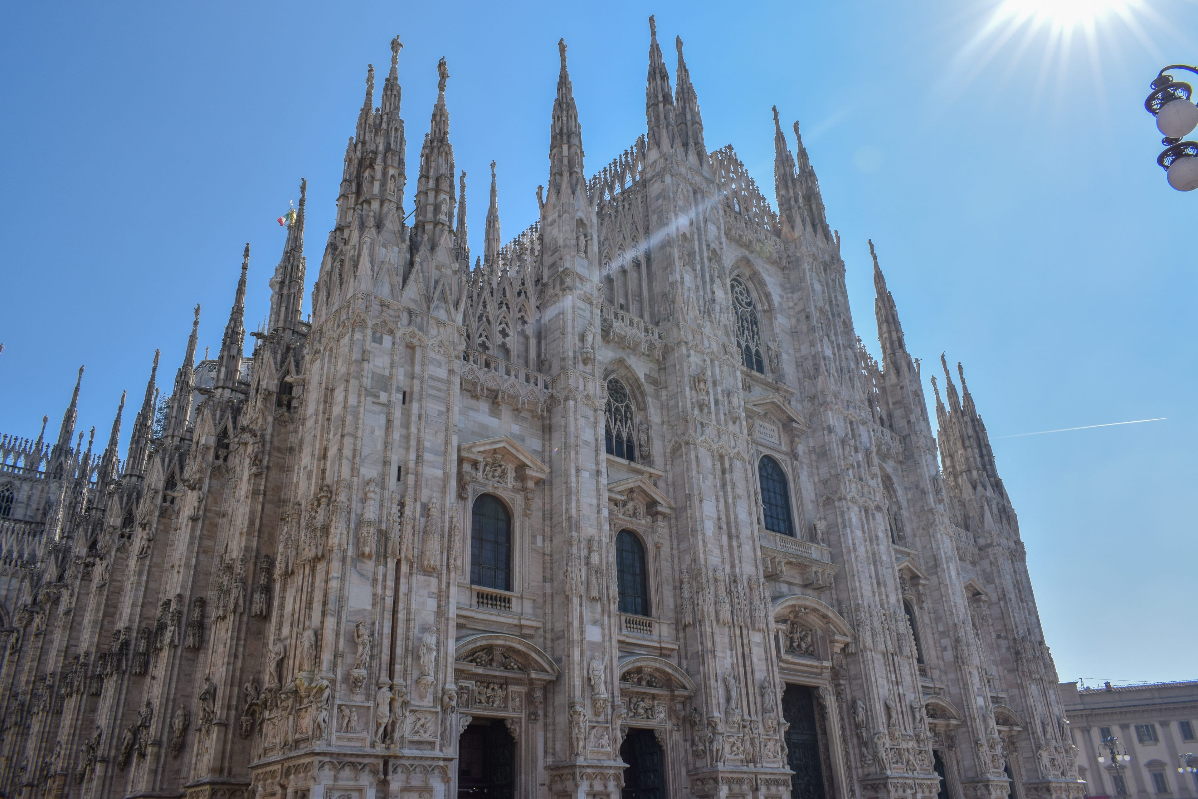 spirituality, built structure, spire, duomo, tourism, day, building, cathedral, no people, nature, travel, 4K, belief, italy, culture, gothic style, sky, HD Wallpaper