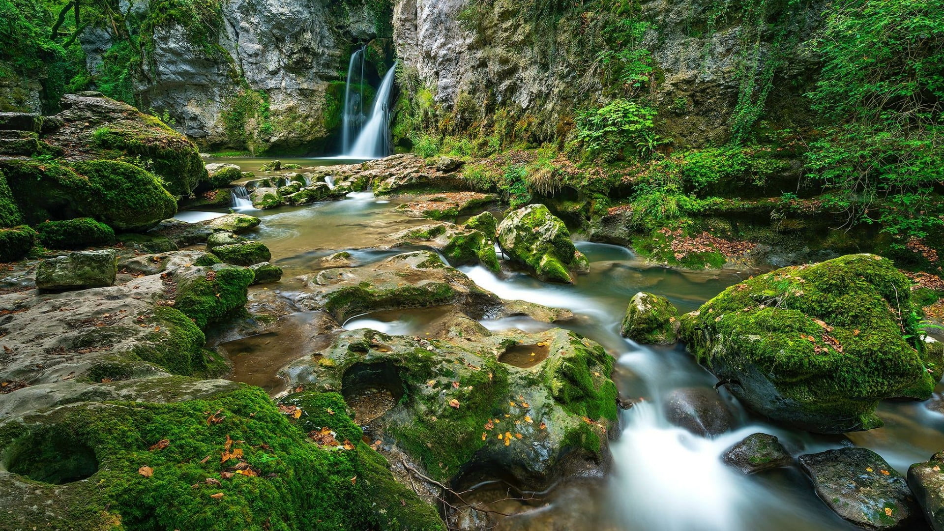 la sarraz, no people, canton de vaud, flowing, flowing water, switzerland, long exposure, scenics - nature, vegetation, moss, forest, waterfall, creek, HD Wallpaper